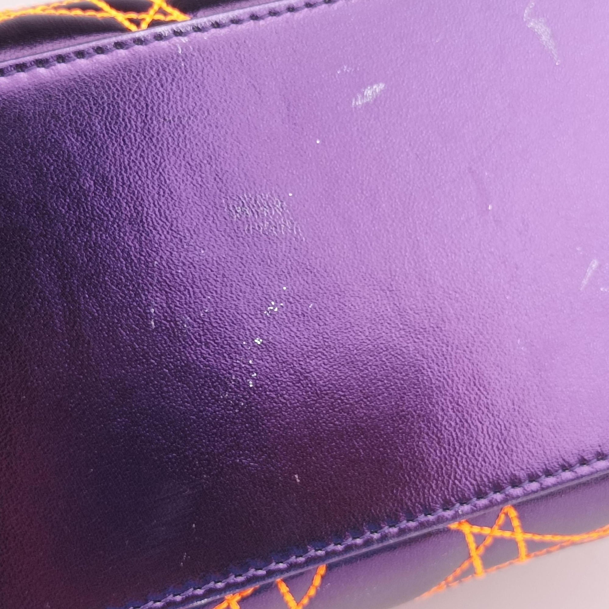 Pre-owned Christian Dior Lady Dior purple×orange Leather  shoulderbag | stylenewstar