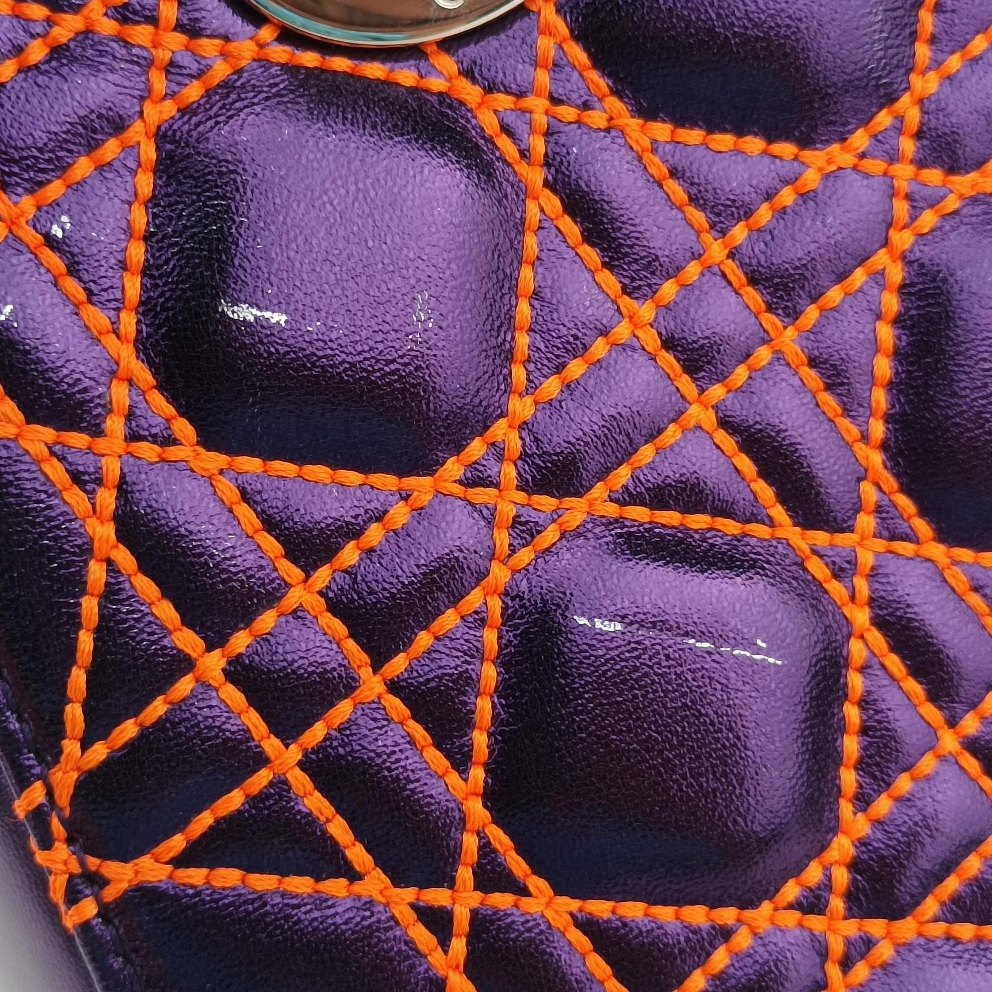 Pre-owned Christian Dior Lady Dior purple×orange Leather  shoulderbag | stylenewstar