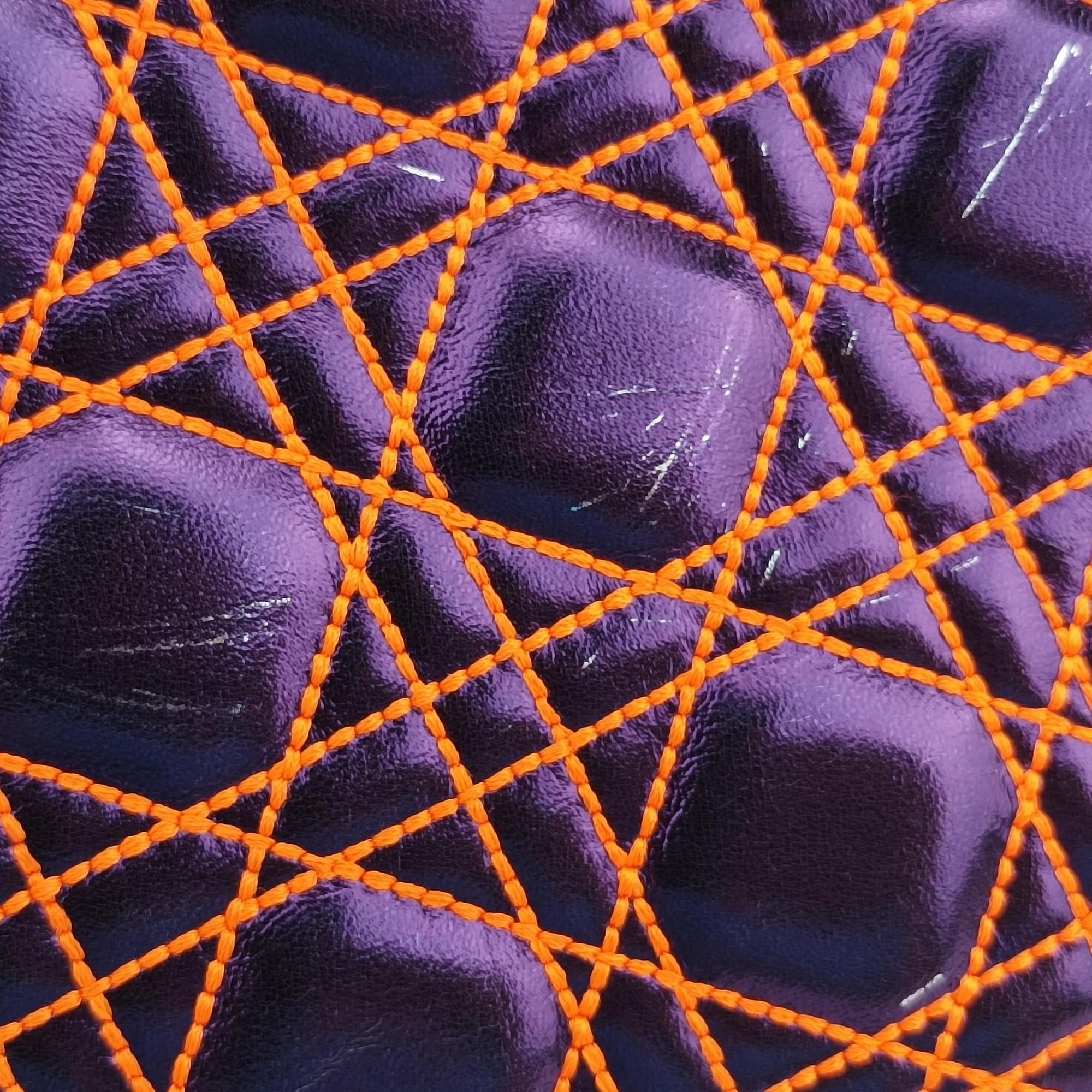 Pre-owned Christian Dior Lady Dior purple×orange Leather  shoulderbag | stylenewstar