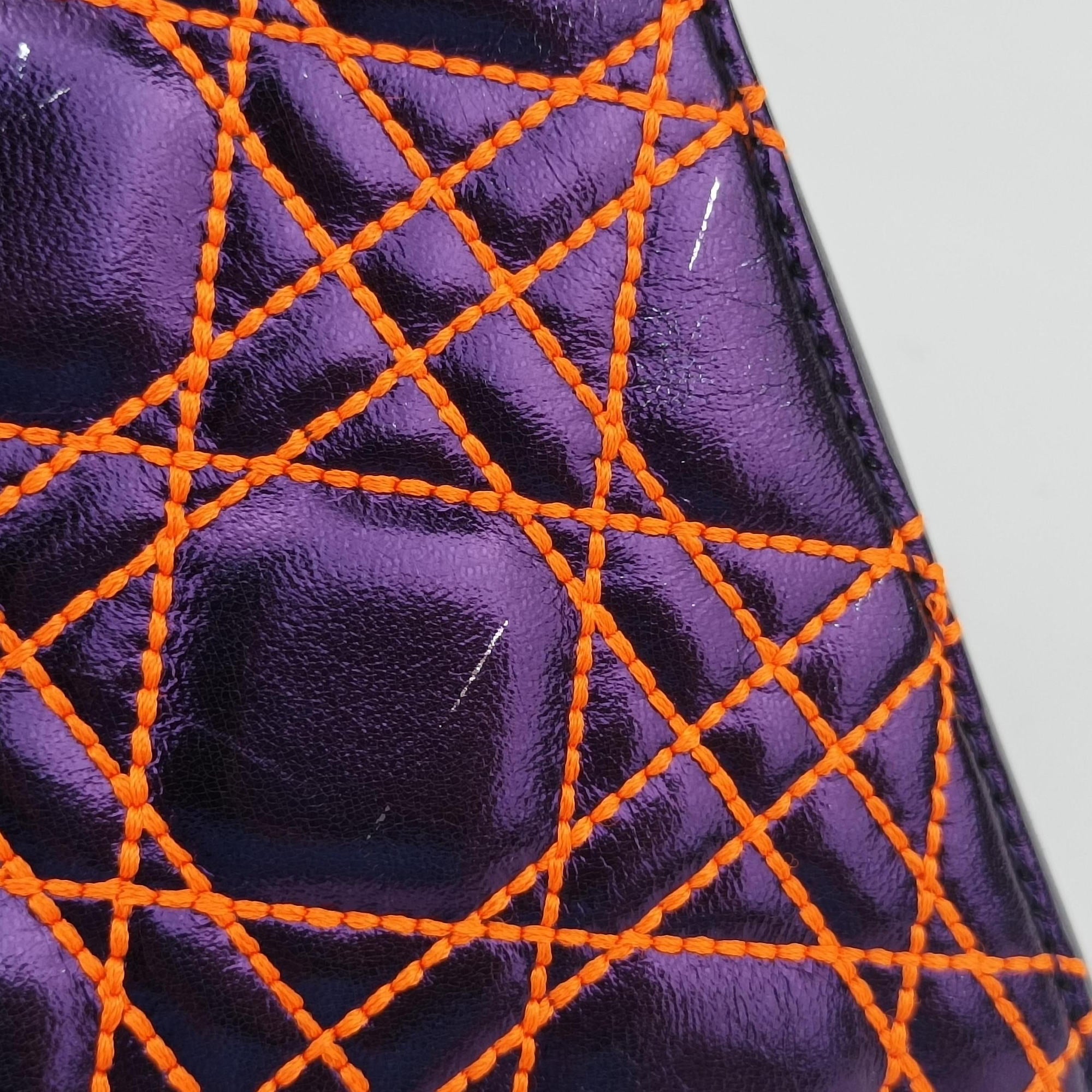 Pre-owned Christian Dior Lady Dior purple×orange Leather  shoulderbag | stylenewstar