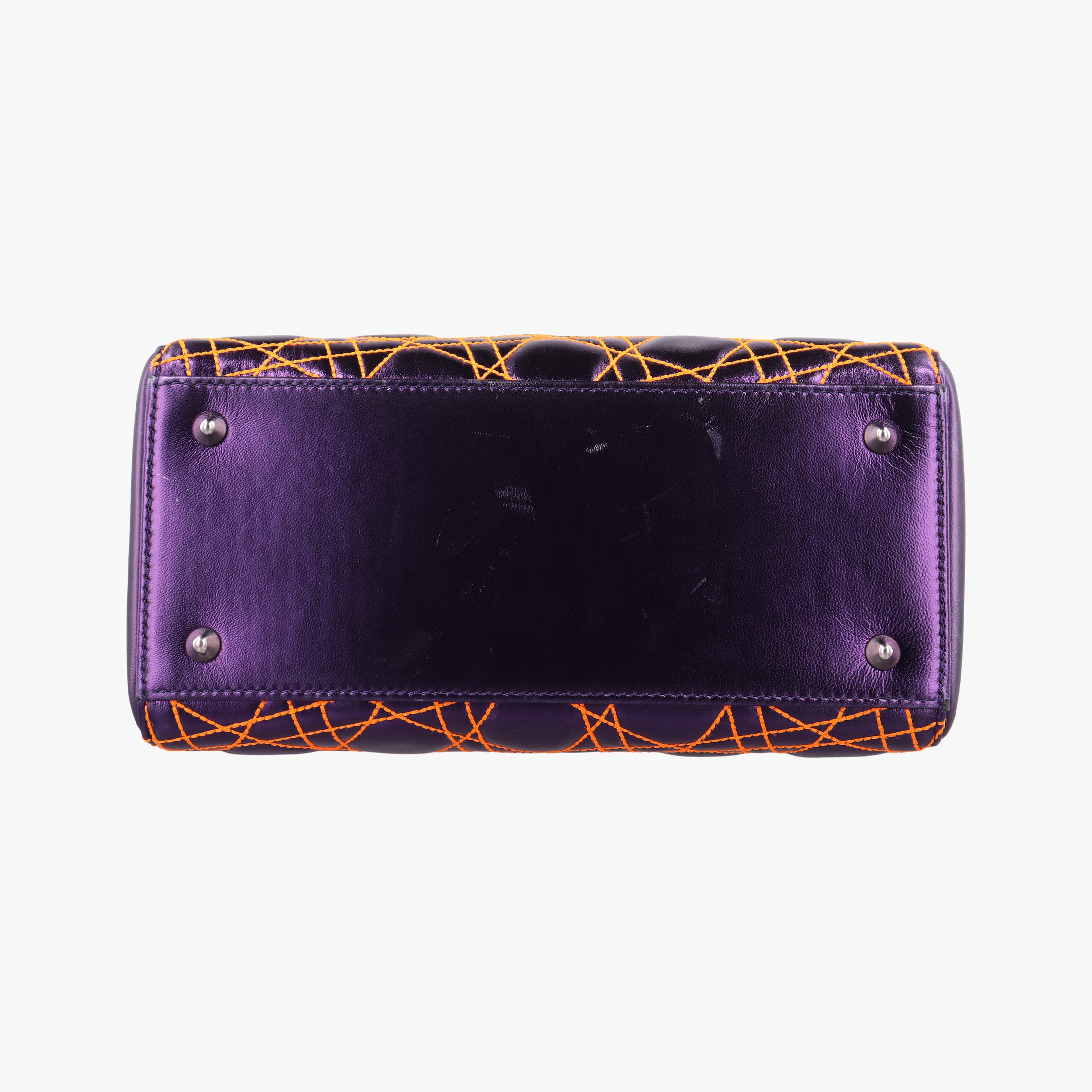 Pre-owned Christian Dior Lady Dior purple×orange Leather  shoulderbag | stylenewstar