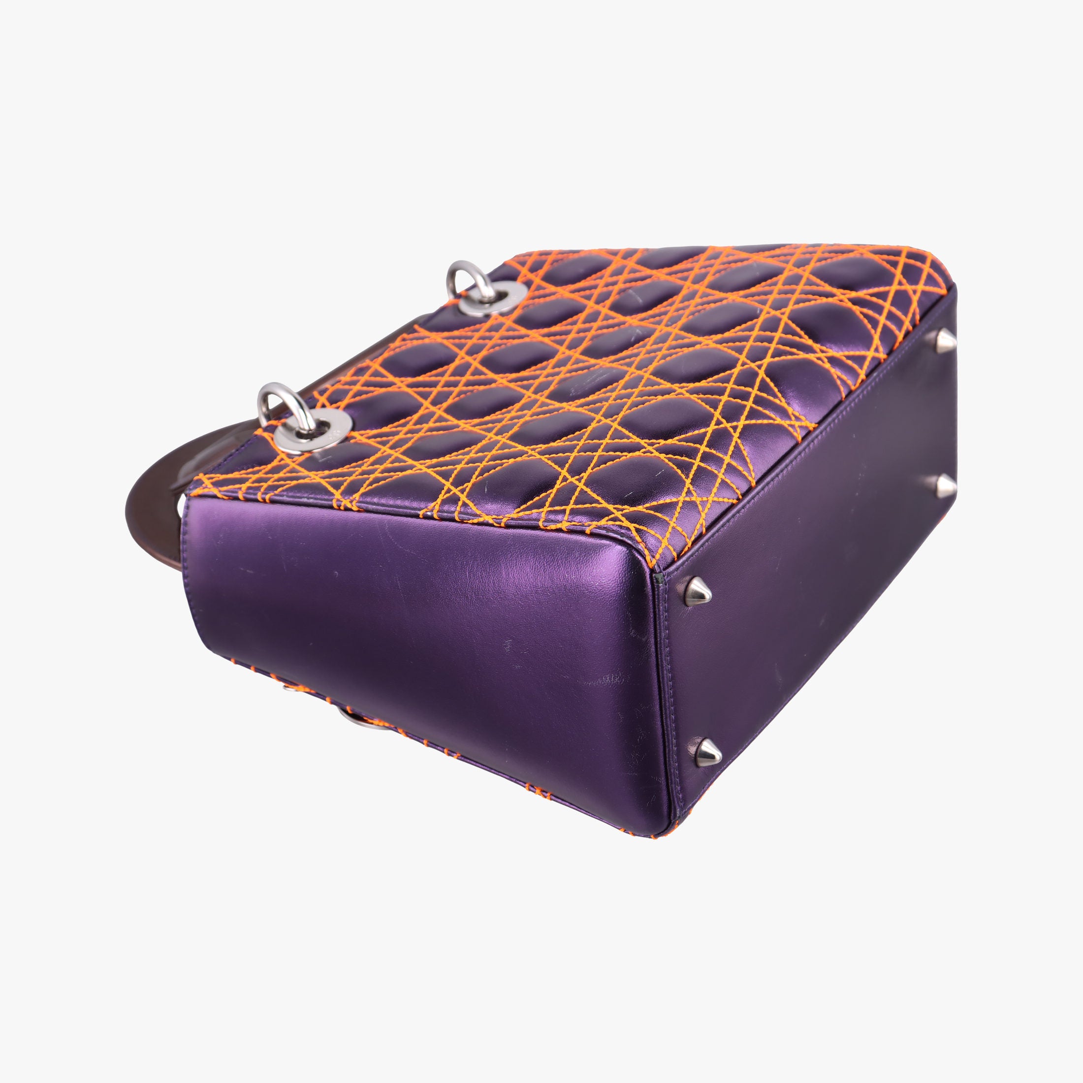 Pre-owned Christian Dior Lady Dior purple×orange Leather  shoulderbag | stylenewstar