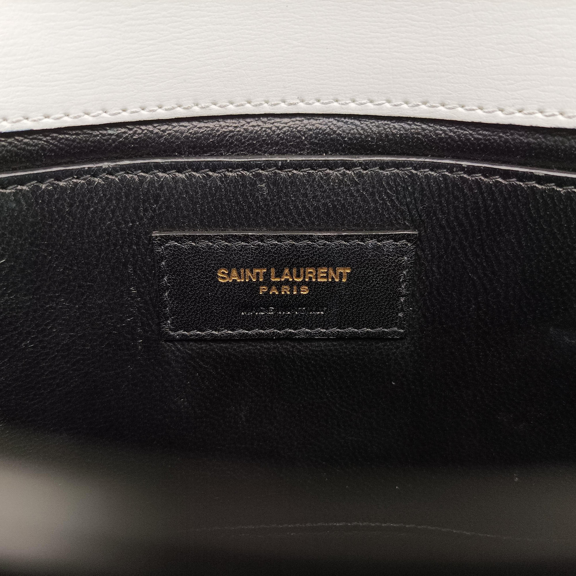 Pre-owned Yves Saint Laurent SUNSET Black×white Leather 442906 shoulderbag | stylenewstar