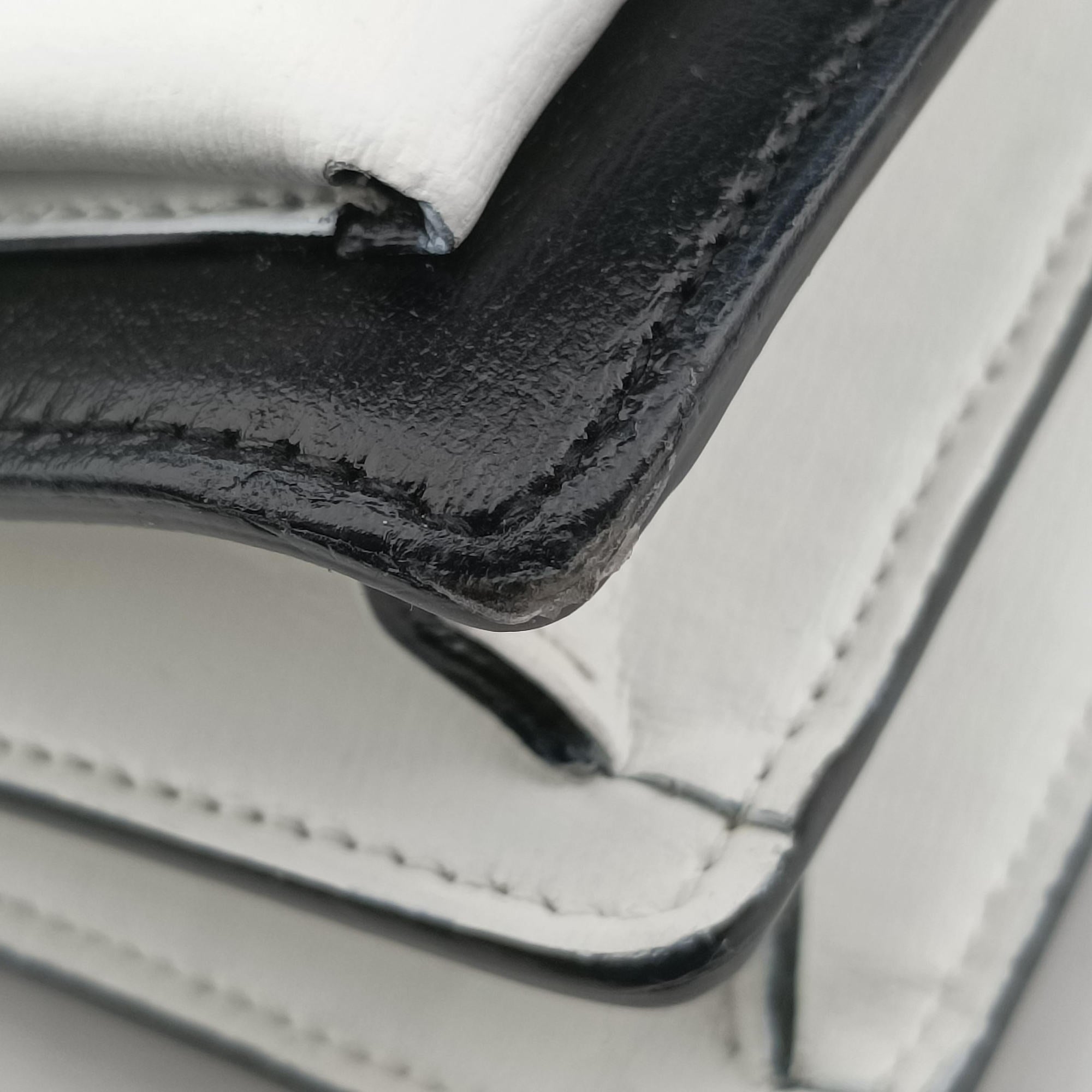 Pre-owned Yves Saint Laurent SUNSET Black×white Leather 442906 shoulderbag | stylenewstar
