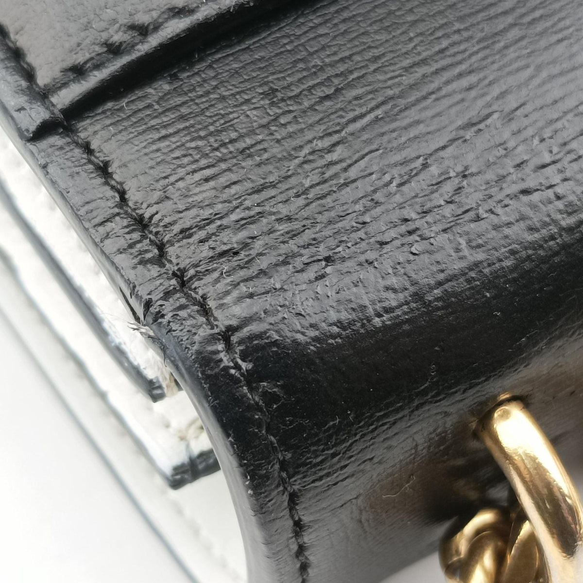 Pre-owned Yves Saint Laurent SUNSET Black×white Leather 442906 shoulderbag | stylenewstar