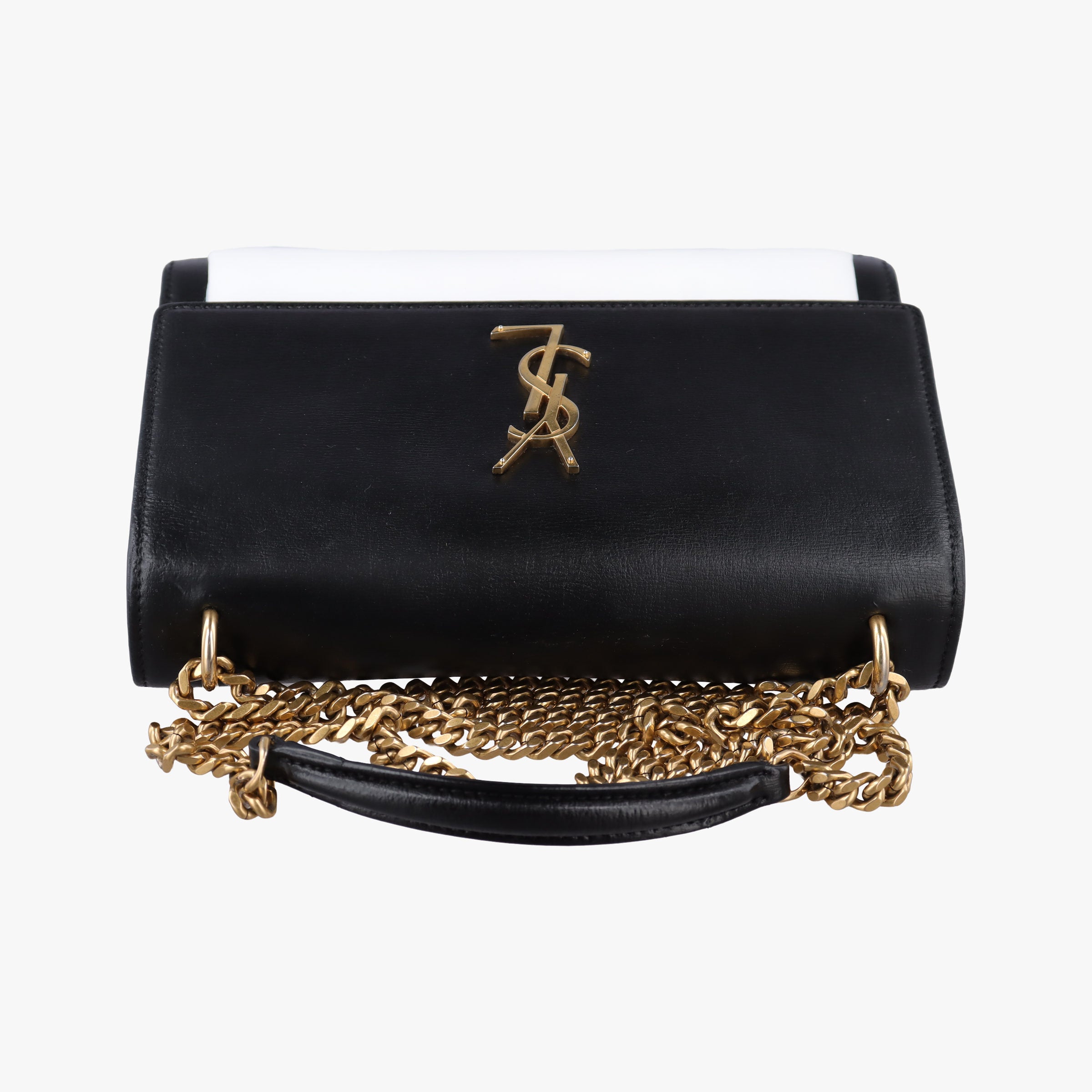 Pre-owned Yves Saint Laurent SUNSET Black×white Leather 442906 shoulderbag | stylenewstar