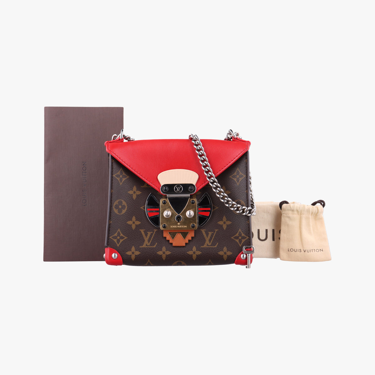 Pre-owned Louis Vuitton TRIBAL MASK Brown Monogram canvas×leather M50129 shoulderbag | stylenewstar