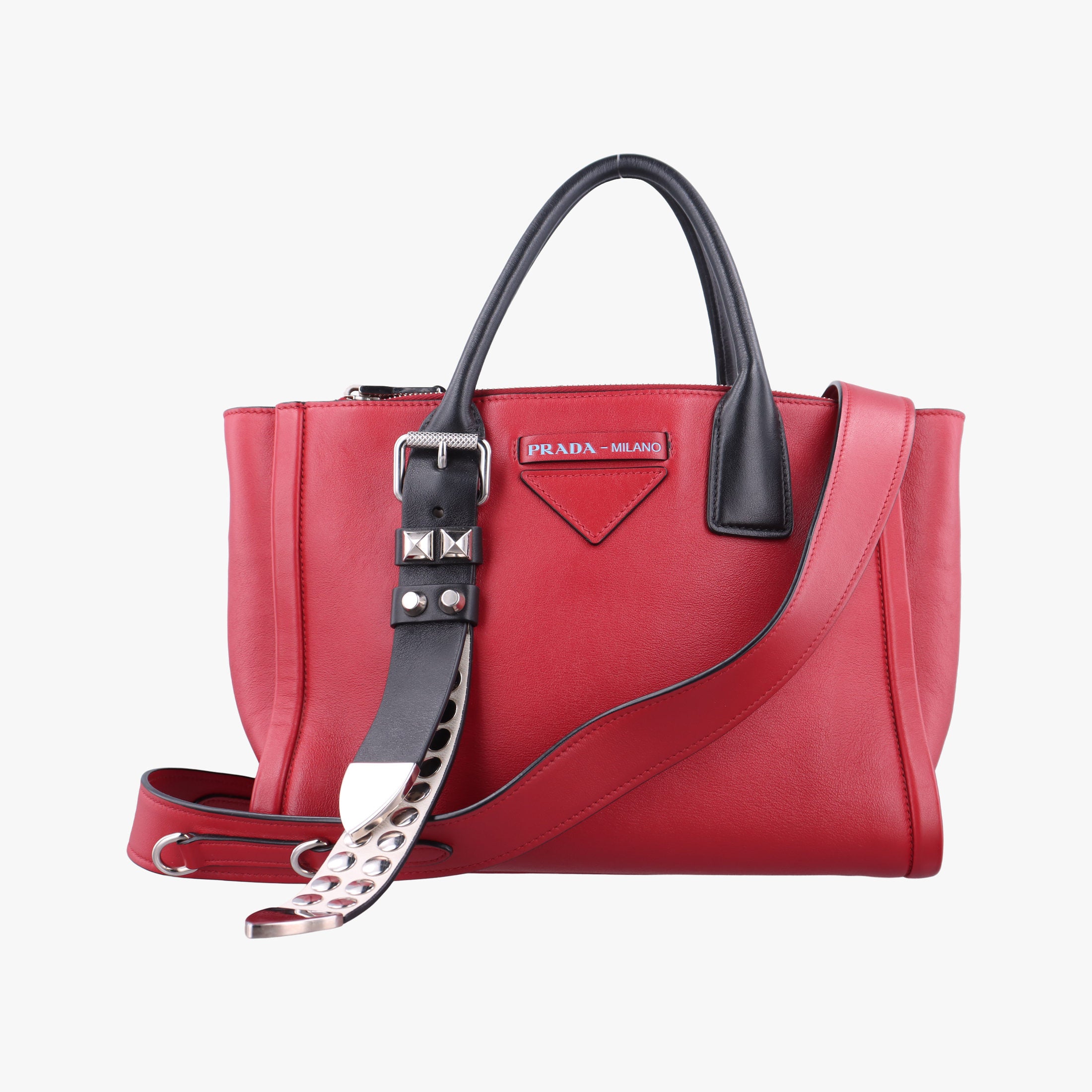Pre-owned Prada Concept Red Leather 1BA175 shoulderbag | stylenewstar