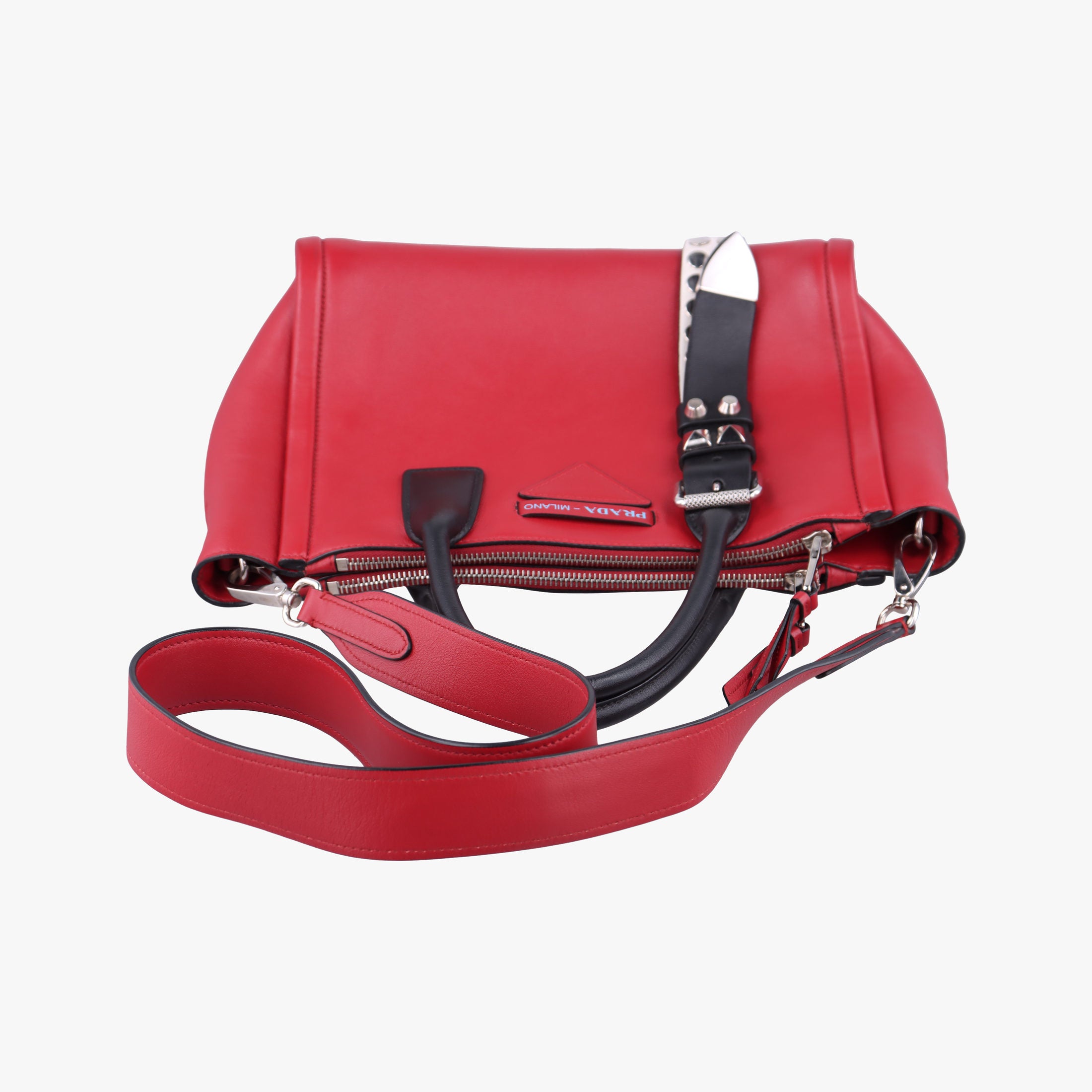 Pre-owned Prada Concept Red Leather 1BA175 shoulderbag | stylenewstar
