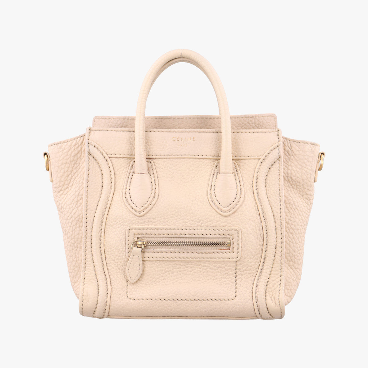 Vintage Celine luggage nano shopper Beige Leather  handbag | stylenewstar