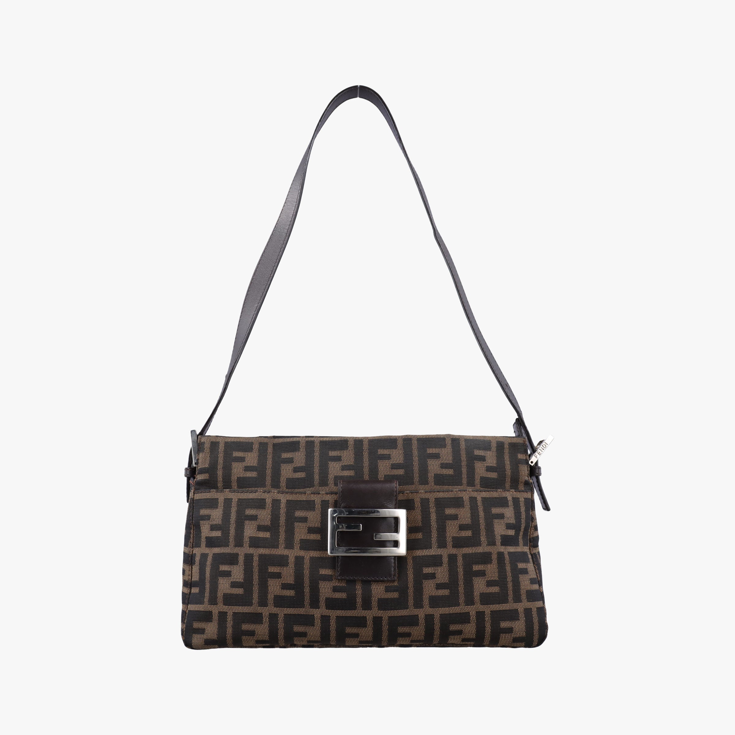 Pre-owned Fendi Zucca pattern Brown canvas×leather 214526 shoulderbag | stylenewstar