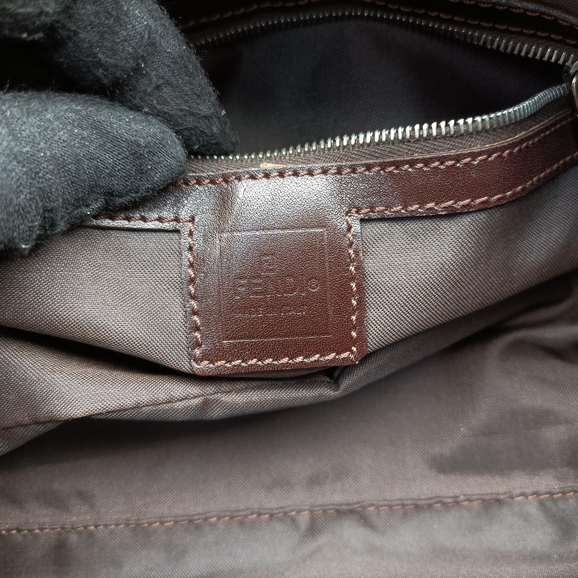 Pre-owned Fendi Zucca pattern Brown canvas×leather 214526 shoulderbag | stylenewstar