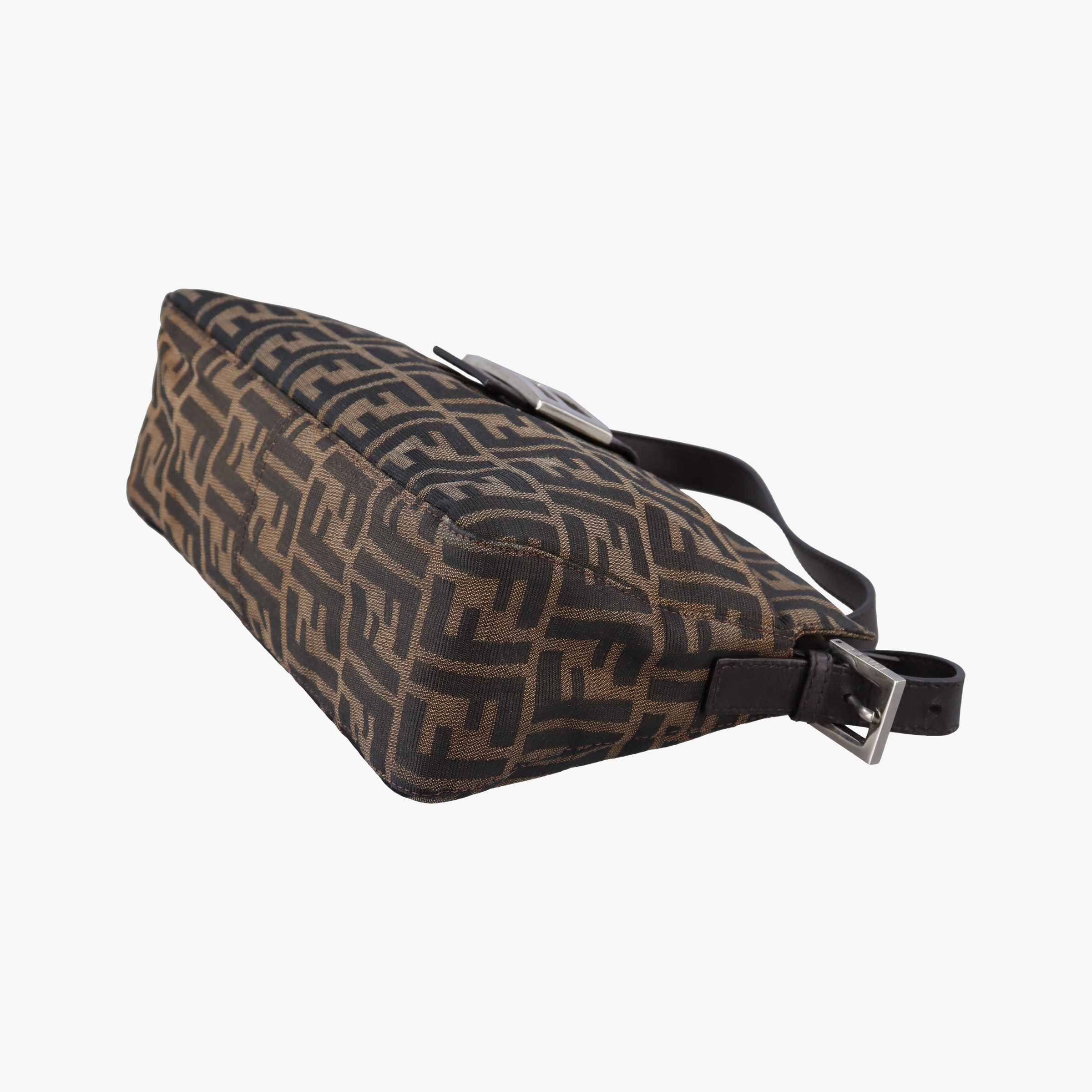 Pre-owned Fendi Zucca pattern Brown canvas×leather 214526 shoulderbag | stylenewstar