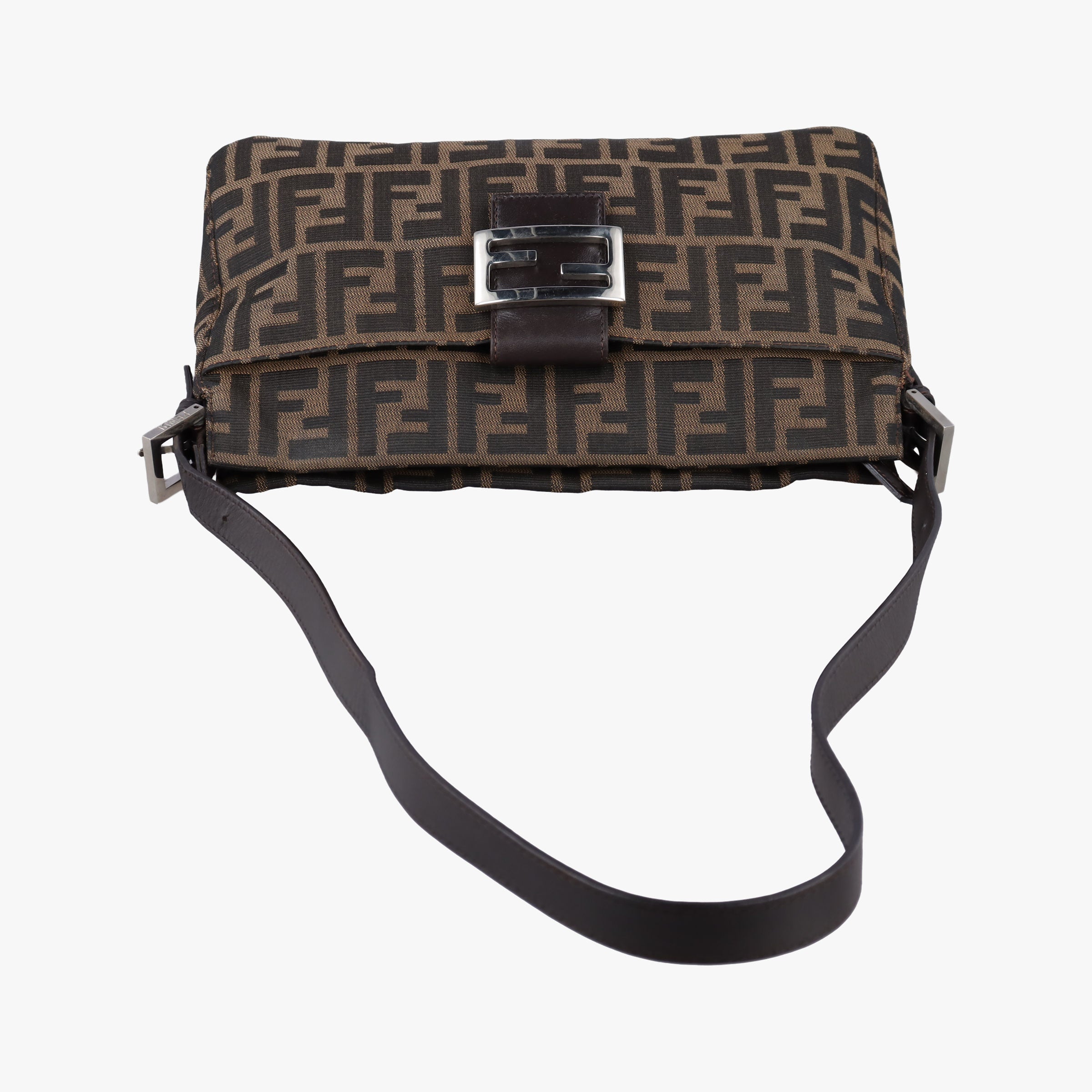 Pre-owned Fendi Zucca pattern Brown canvas×leather 214526 shoulderbag | stylenewstar