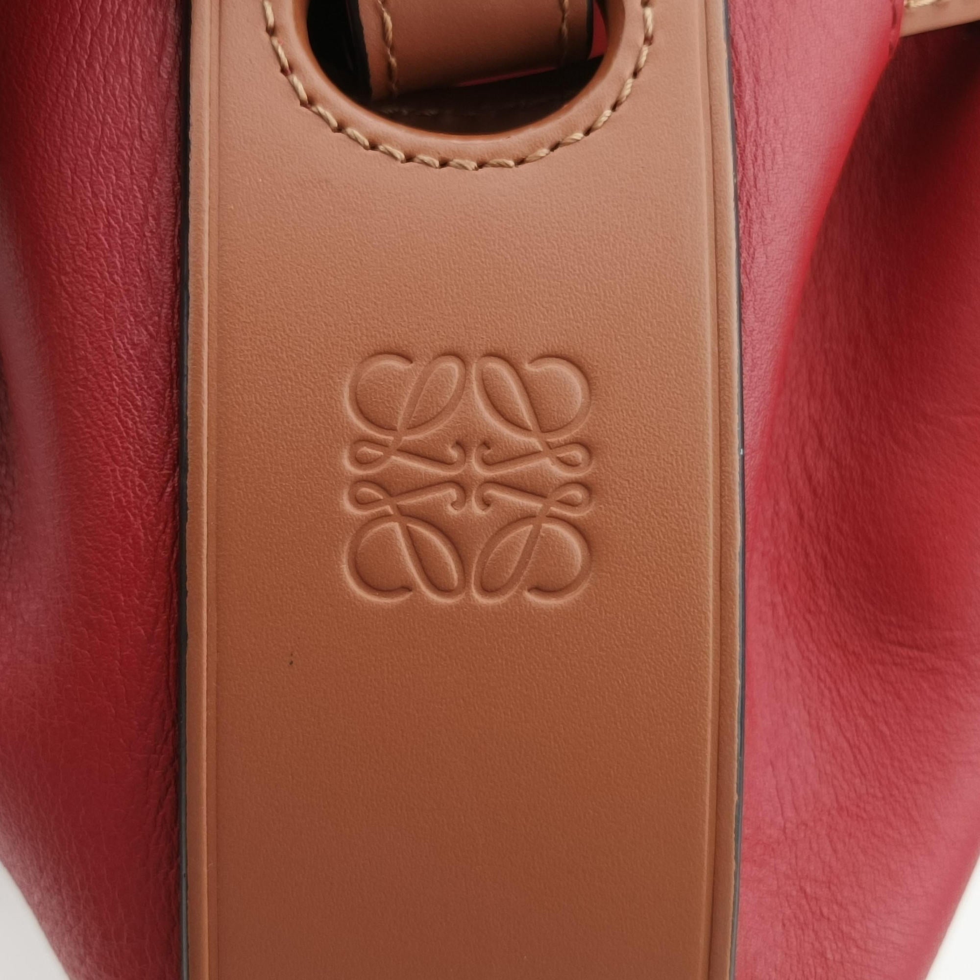 Pre-owned Loewe balloon Red x Brown leather  shoulderbag | stylenewstar