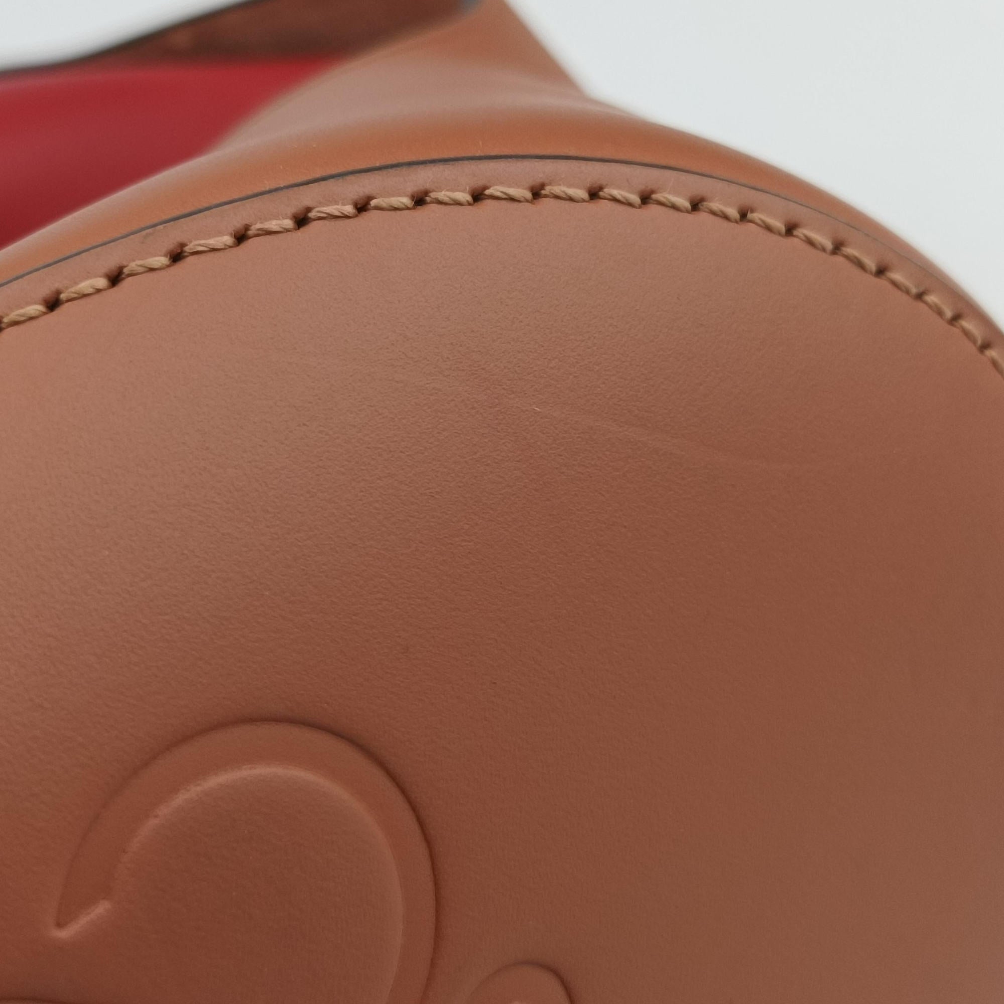 Pre-owned Loewe balloon Red x Brown leather  shoulderbag | stylenewstar