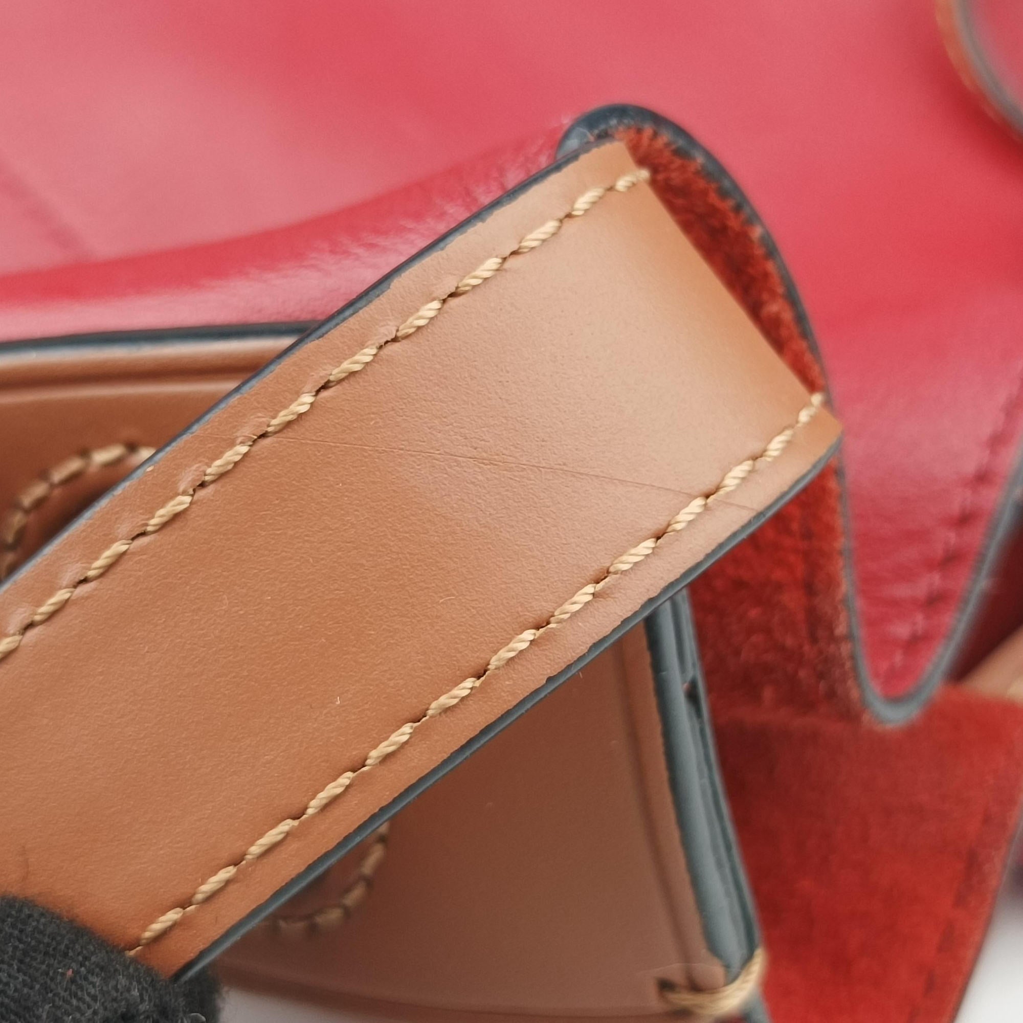 Pre-owned Loewe balloon Red x Brown leather  shoulderbag | stylenewstar