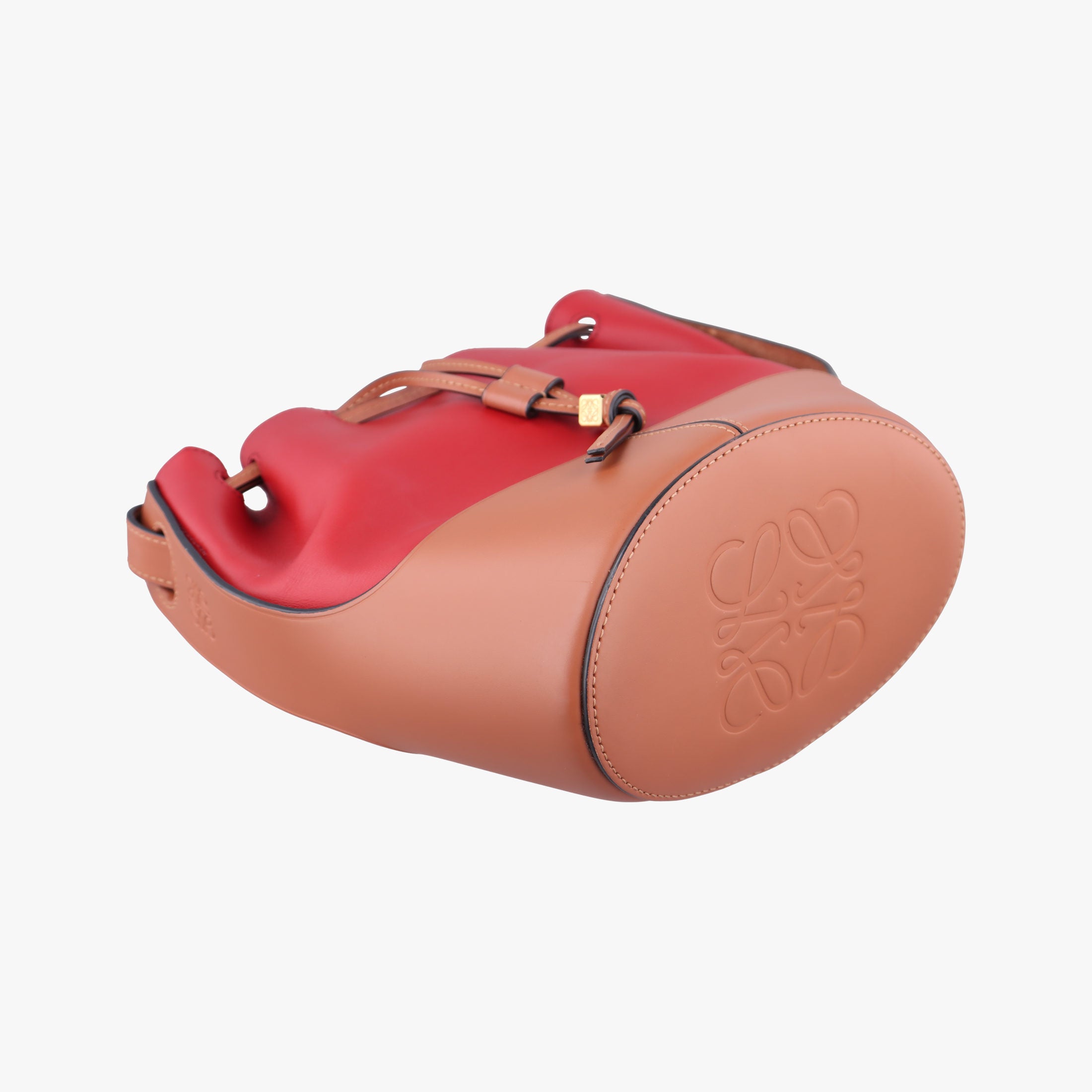 Pre-owned Loewe balloon Red x Brown leather  shoulderbag | stylenewstar