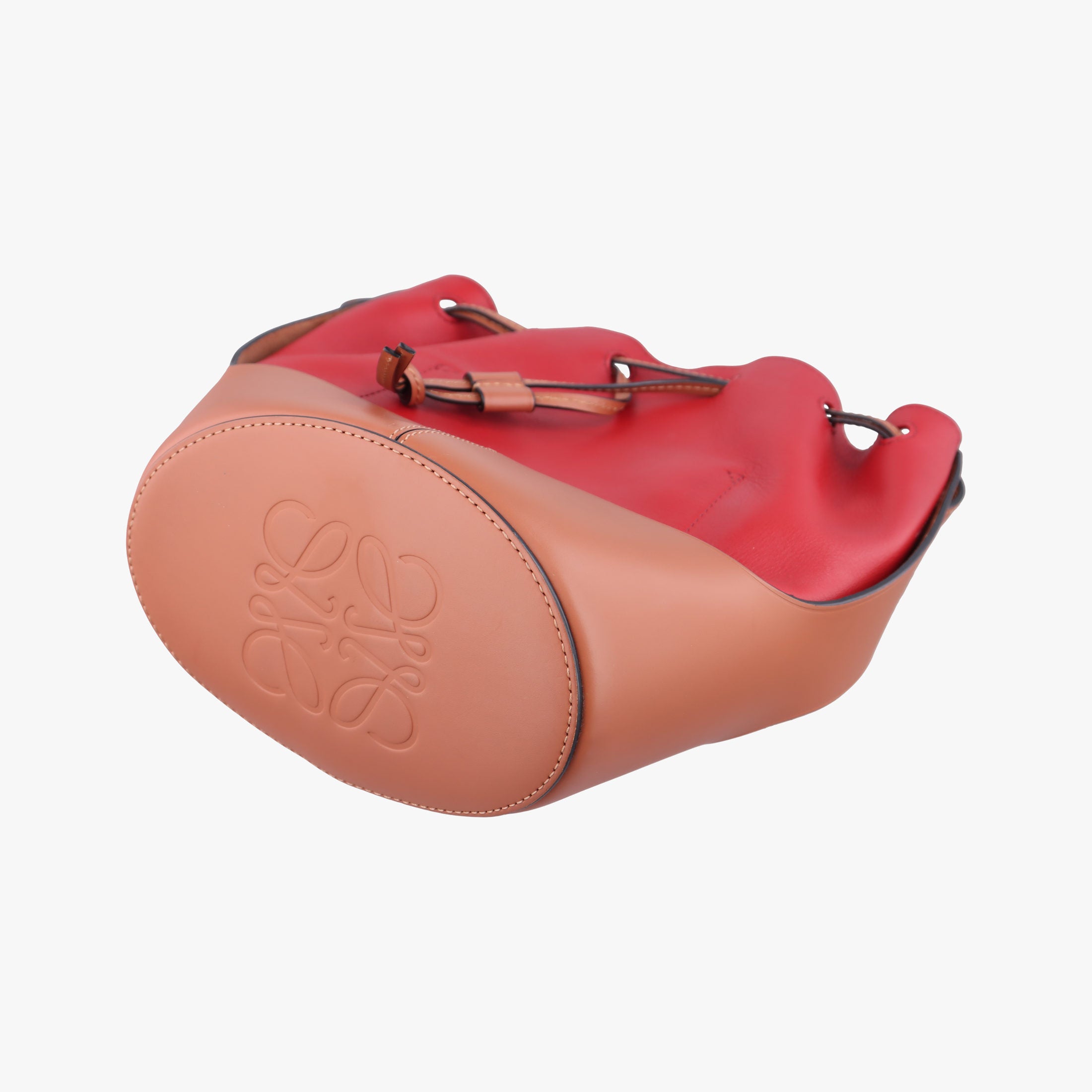 Pre-owned Loewe balloon Red x Brown leather  shoulderbag | stylenewstar
