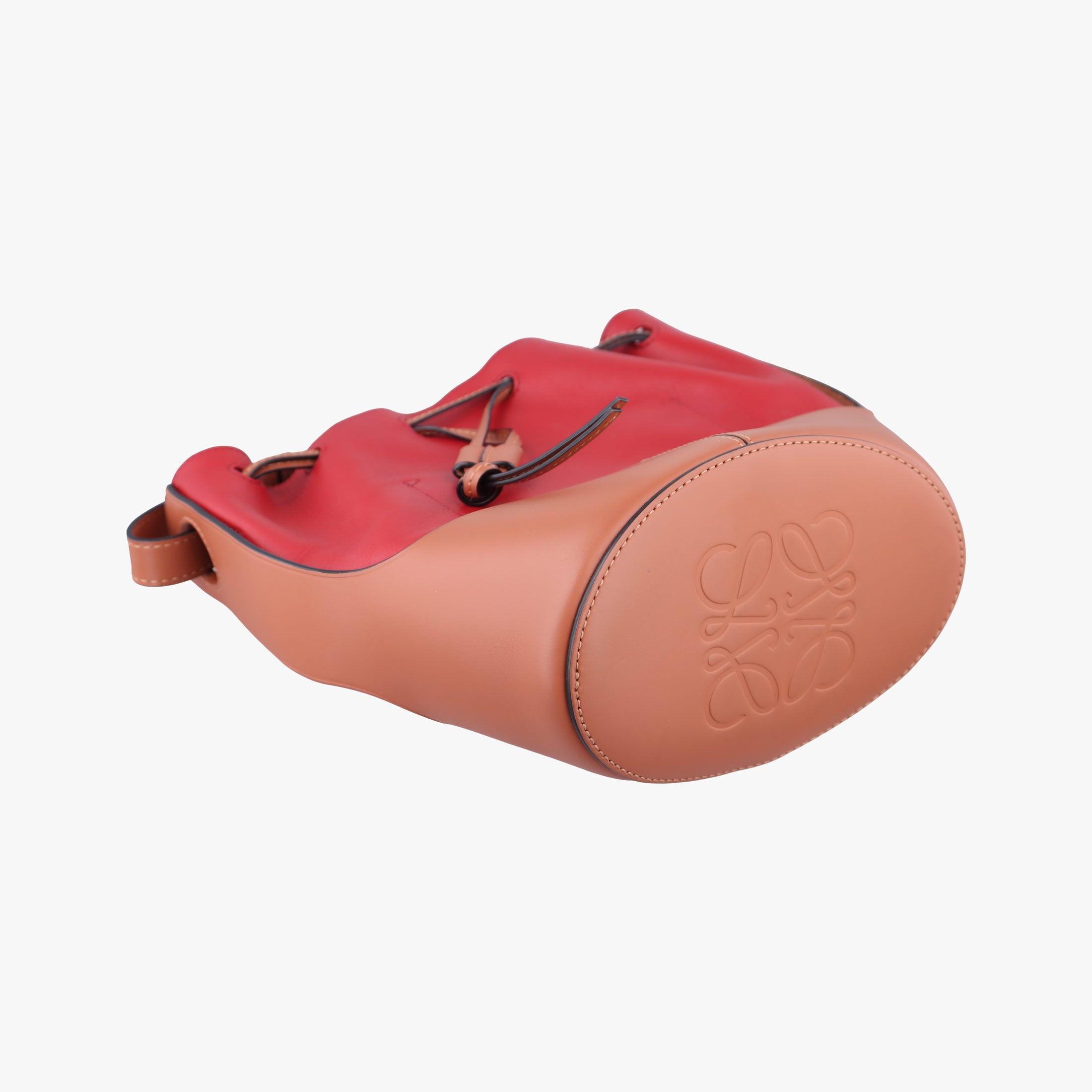Pre-owned Loewe balloon Red x Brown leather  shoulderbag | stylenewstar