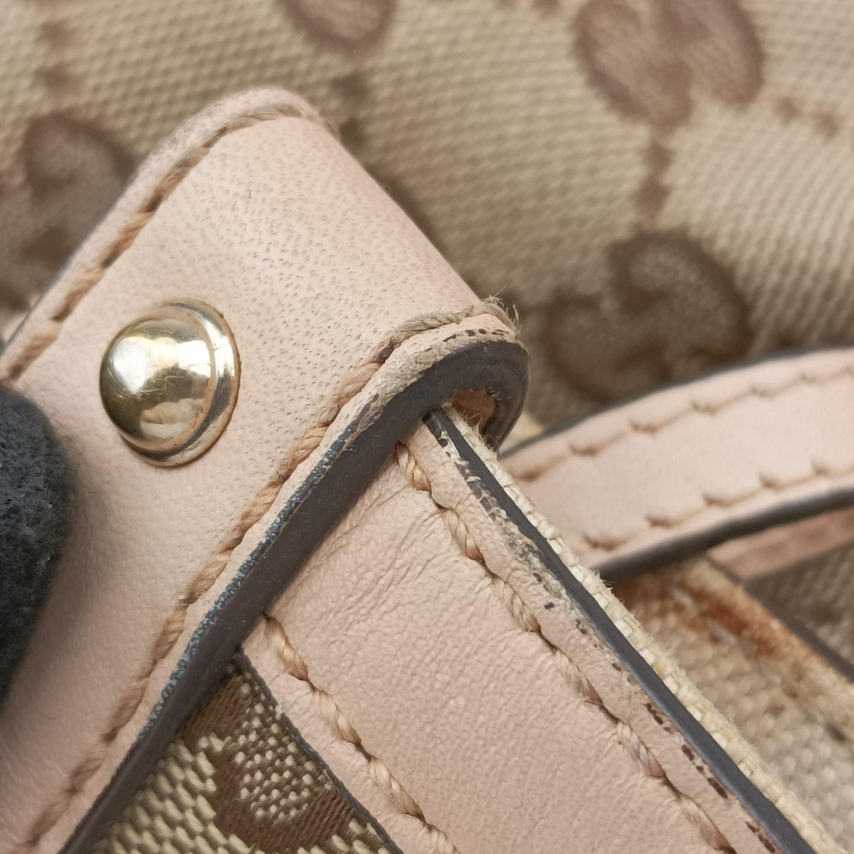 Pre-owned Gucci GG Craft khaki×Multicolour canvas×leather 247209 shoulderbag | stylenewstar