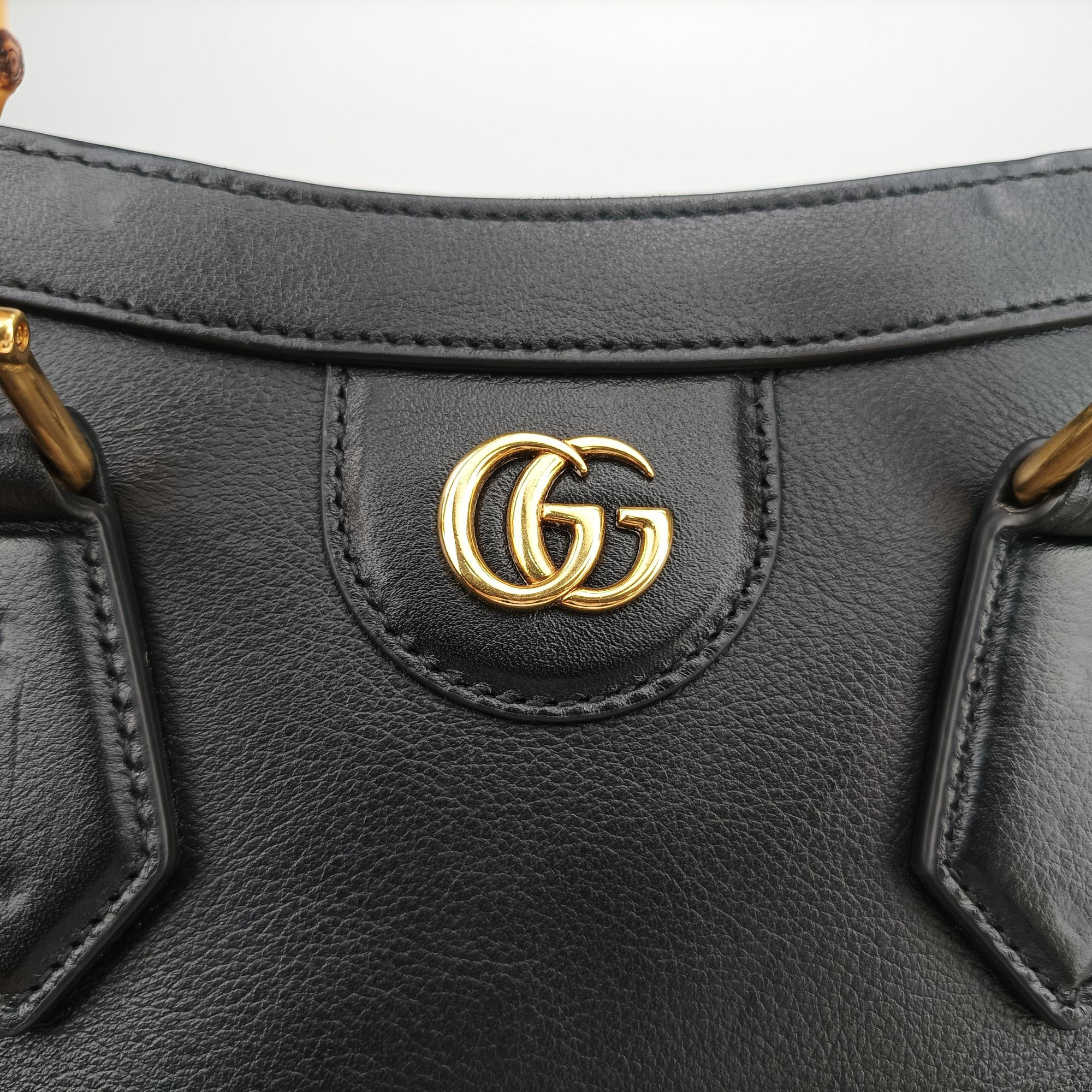 Pre-owned Gucci Bamboo Black Leather 660195 shoulderbag | stylenewstar