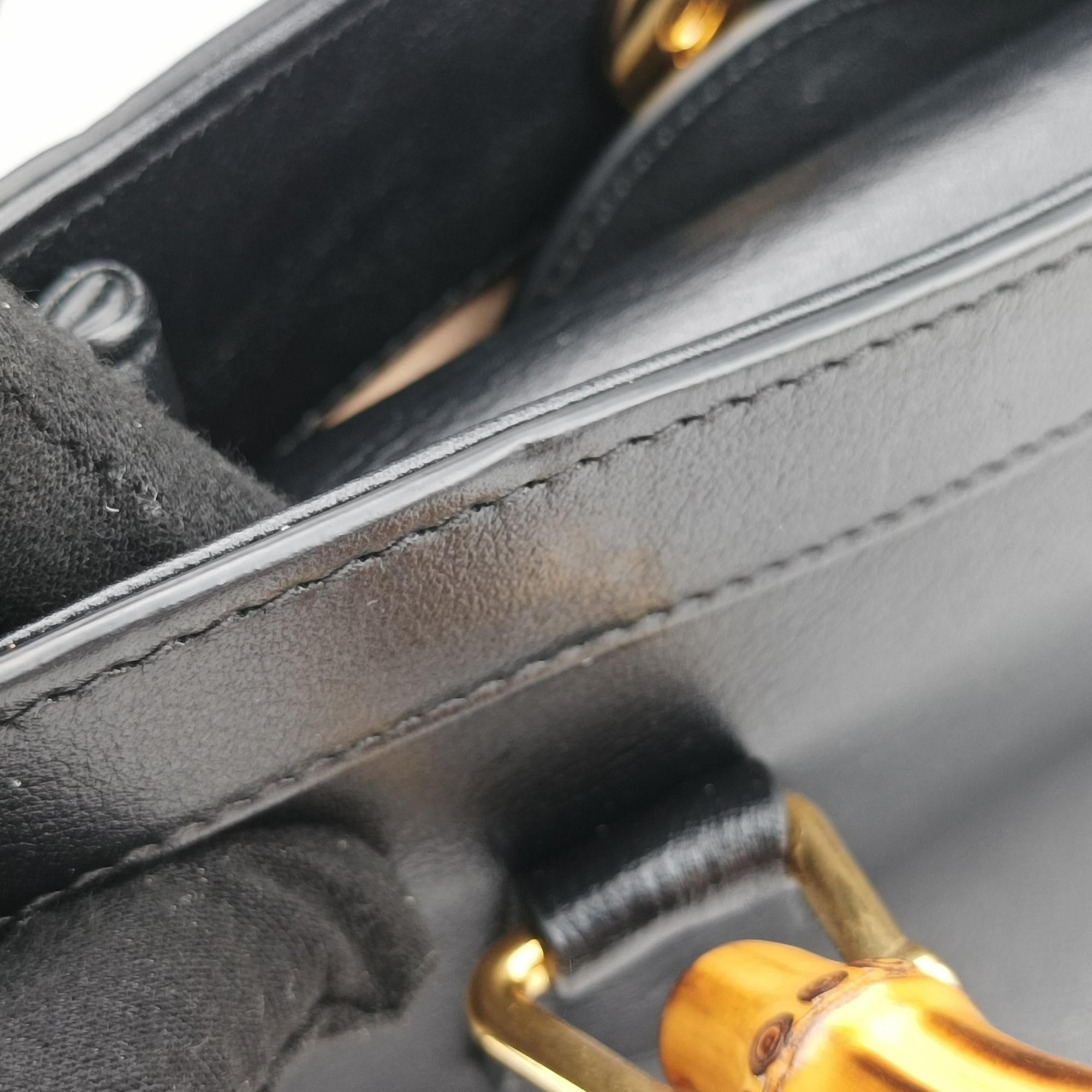 Pre-owned Gucci Bamboo Black Leather 660195 shoulderbag | stylenewstar
