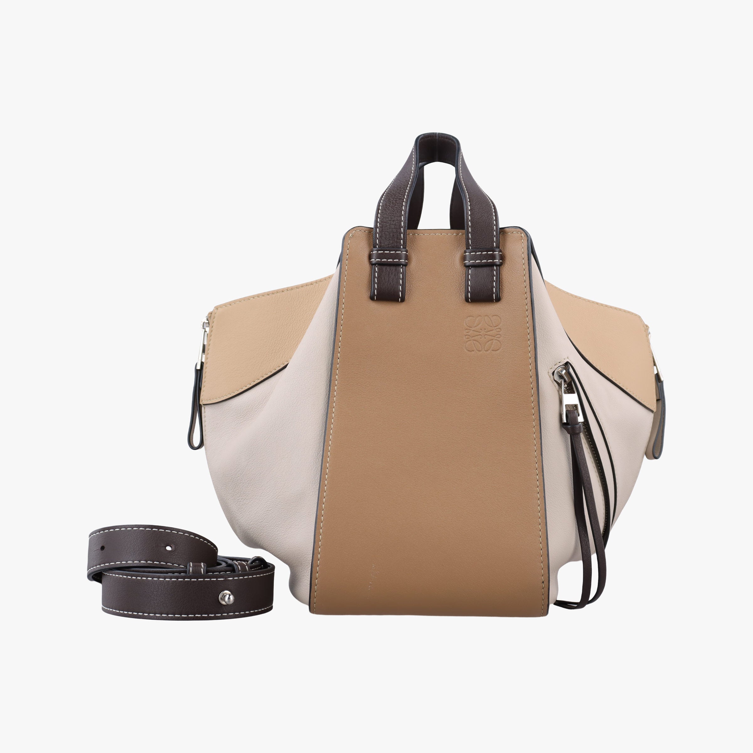 Vintage Loewe Hammock Gray × Beige × Brown Leather  shoulderbag | stylenewstar