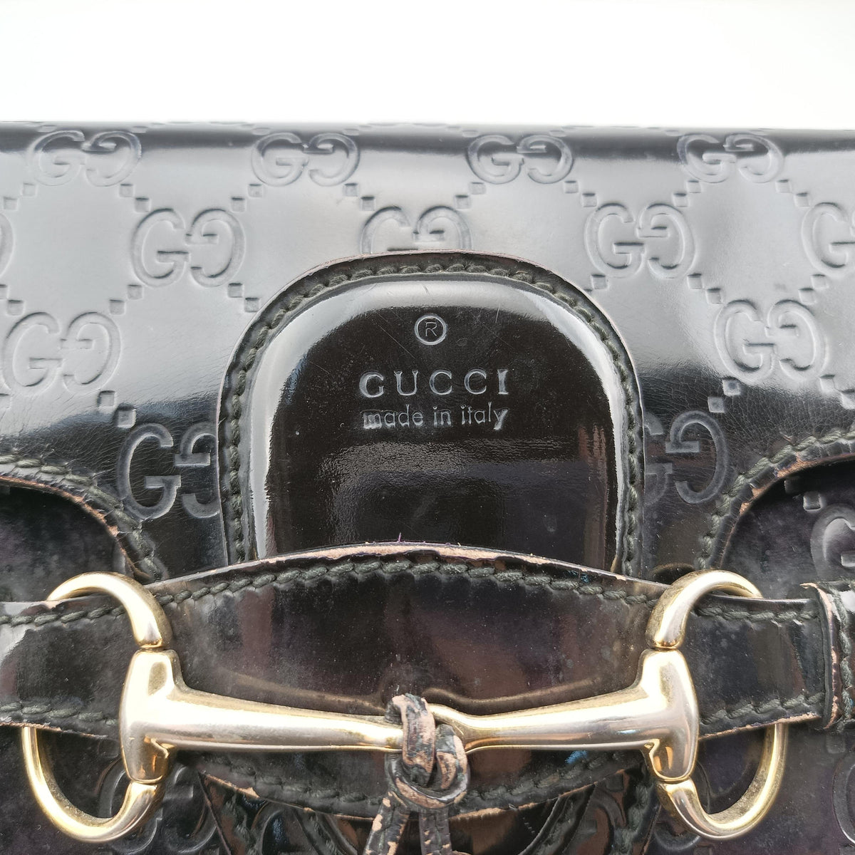 Pre-owned Gucci Emily Purple Patent Leather 295402 shoulderbag | stylenewstar