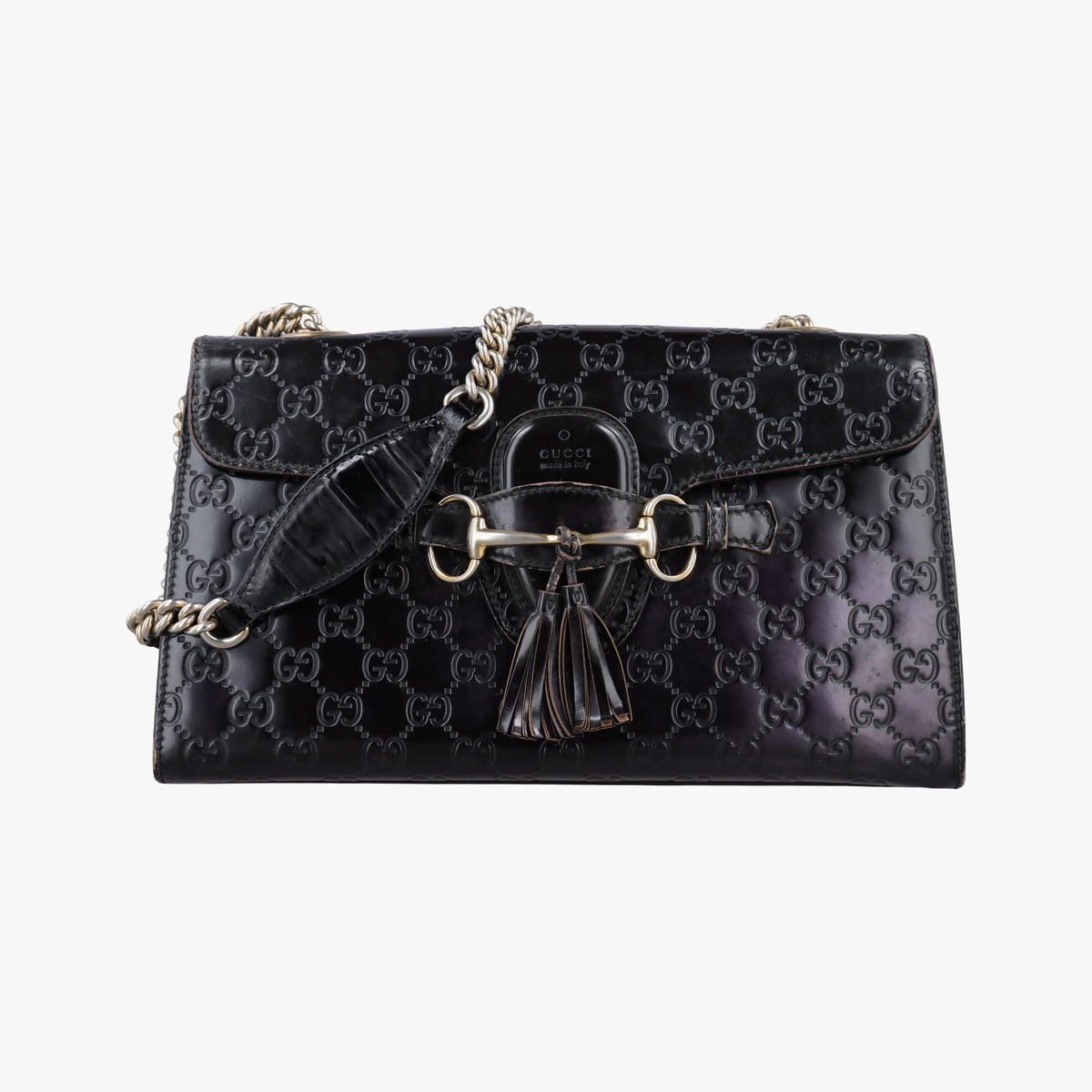 Pre-owned Gucci Emily Purple Patent Leather 295402 shoulderbag | stylenewstar