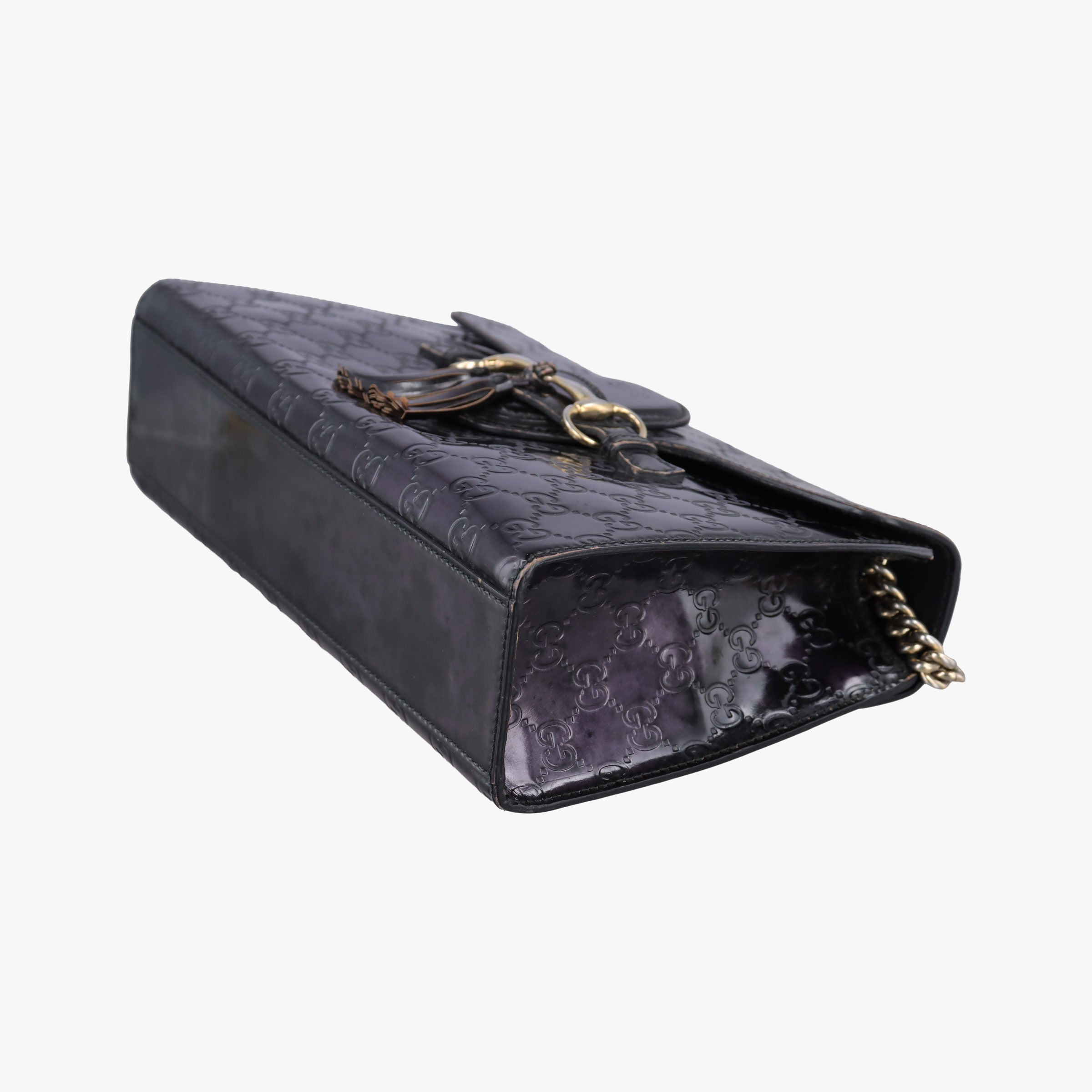 Pre-owned Gucci Emily Purple Patent Leather 295402 shoulderbag | stylenewstar
