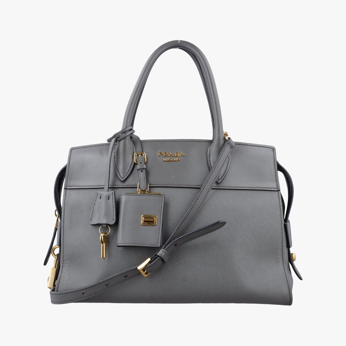Secondhand Prada Esplanade Grey SAFFIANO Leather 1BA045 shoulderbag | stylenewstar
