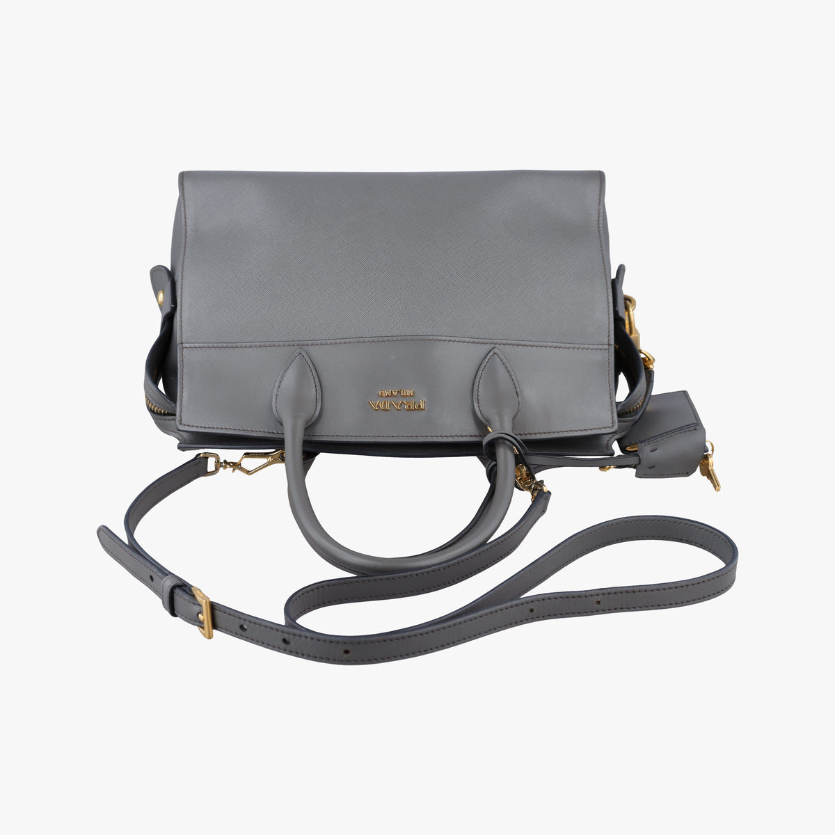Secondhand Prada Esplanade Grey SAFFIANO Leather 1BA045 shoulderbag | stylenewstar