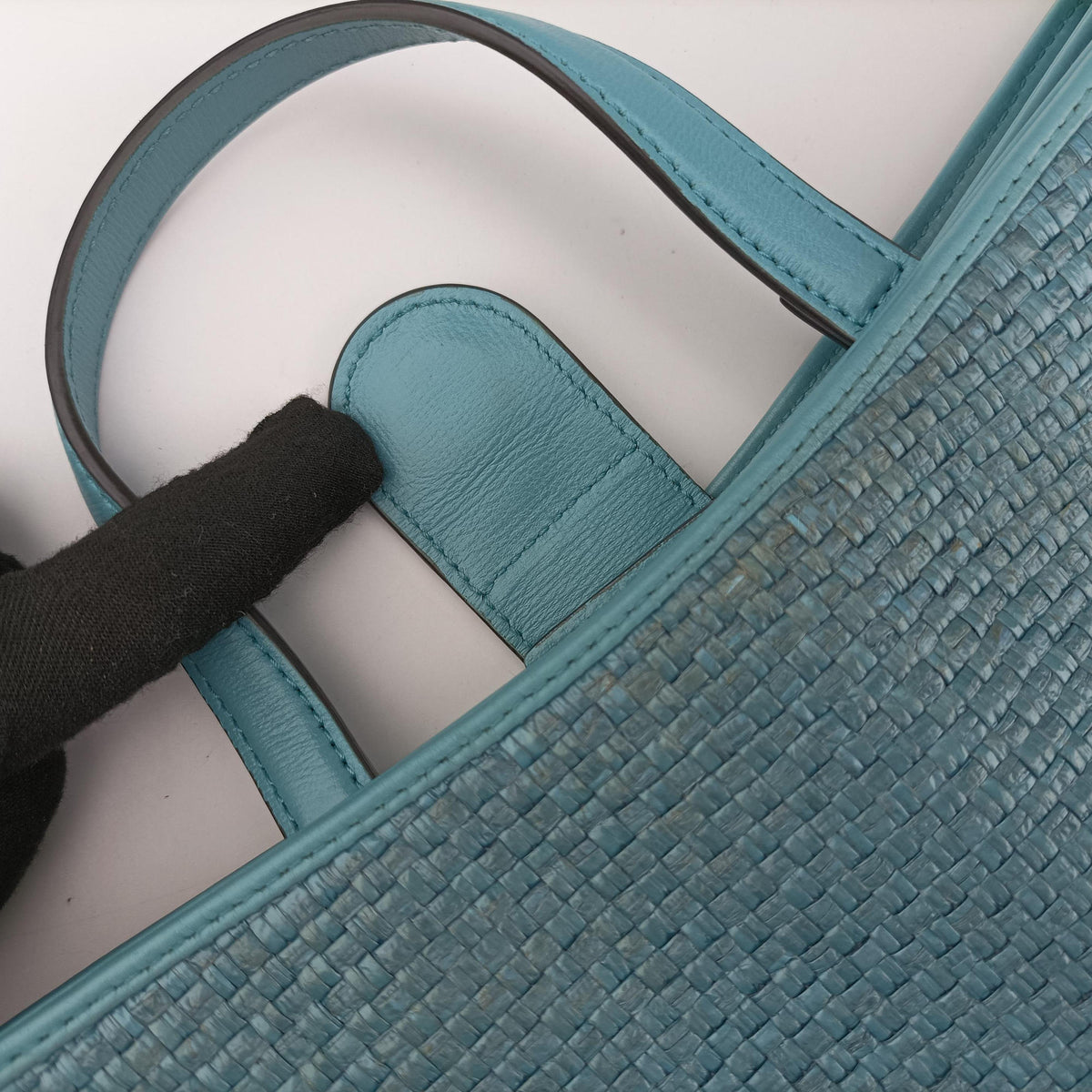 Pre-owned Gucci HORSEBIT 1955 Blue Leather × Straw 621144 shoulderbag | stylenewstar