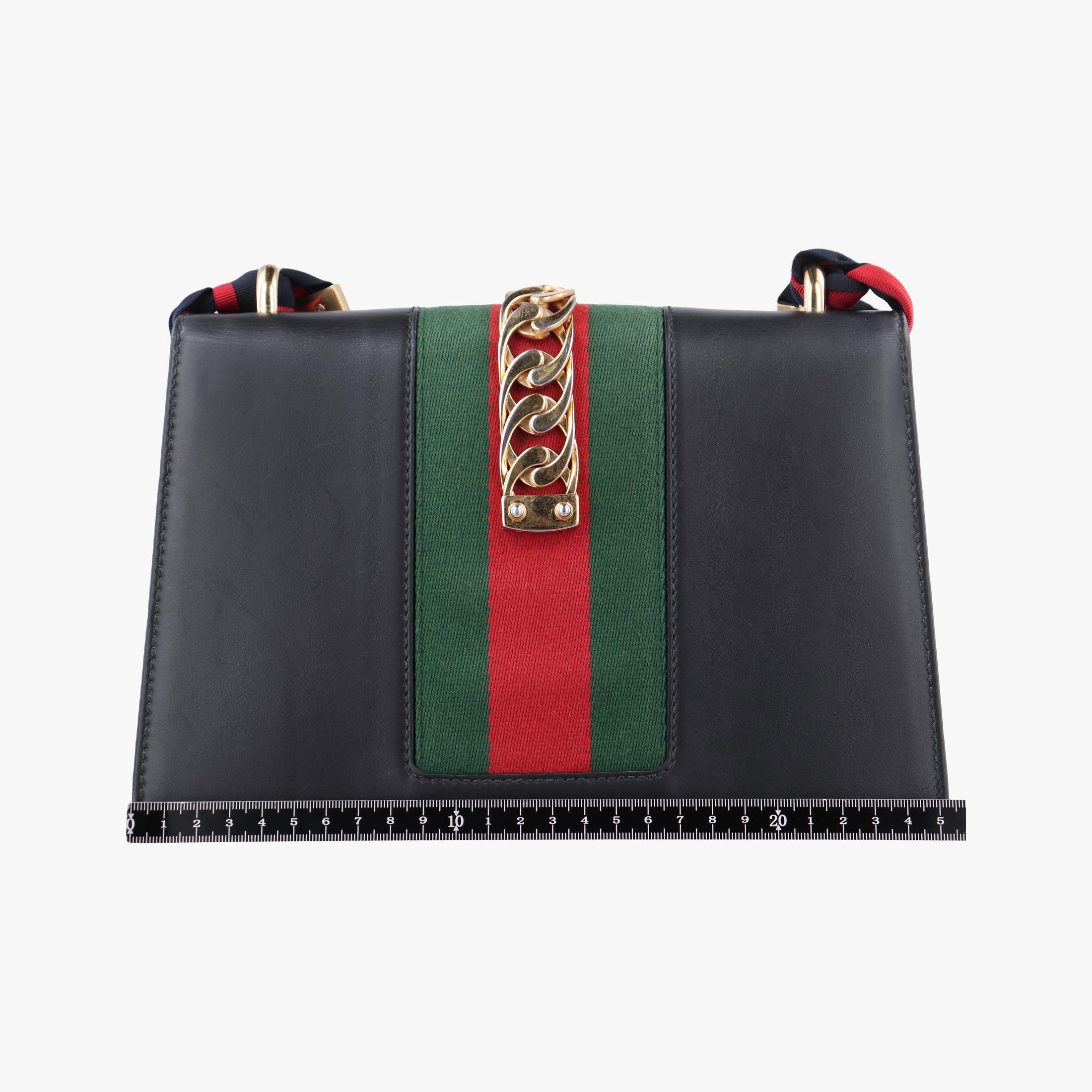 Pre-owned Gucci Sylvie Black×Green×Red Leather 421882 shoulderbag | stylenewstar