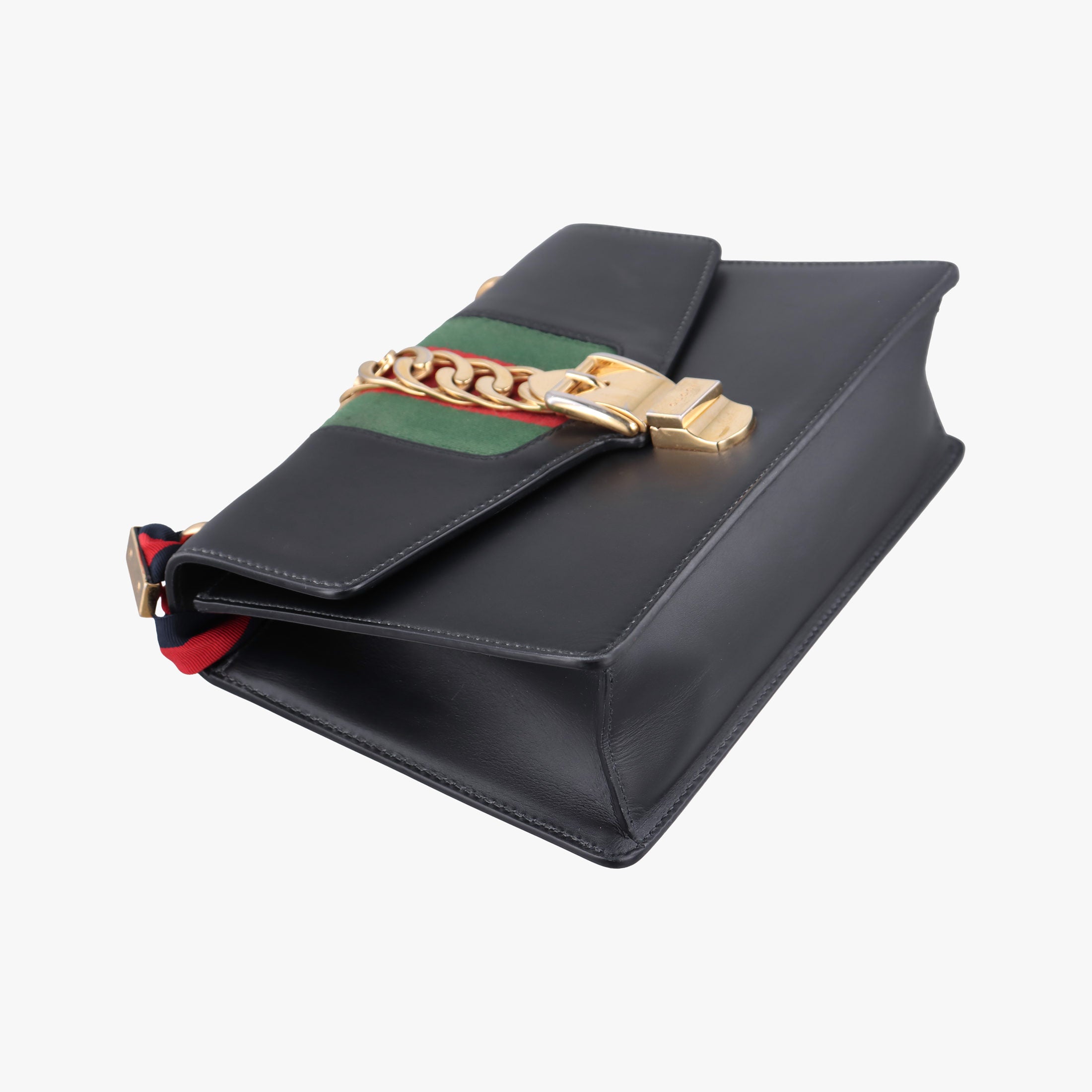Pre-owned Gucci Sylvie Black×Green×Red Leather 421882 shoulderbag | stylenewstar