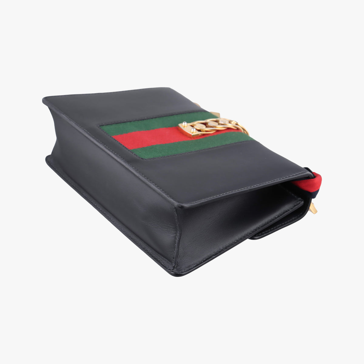 Pre-owned Gucci Sylvie Black×Green×Red Leather 421882 shoulderbag | stylenewstar