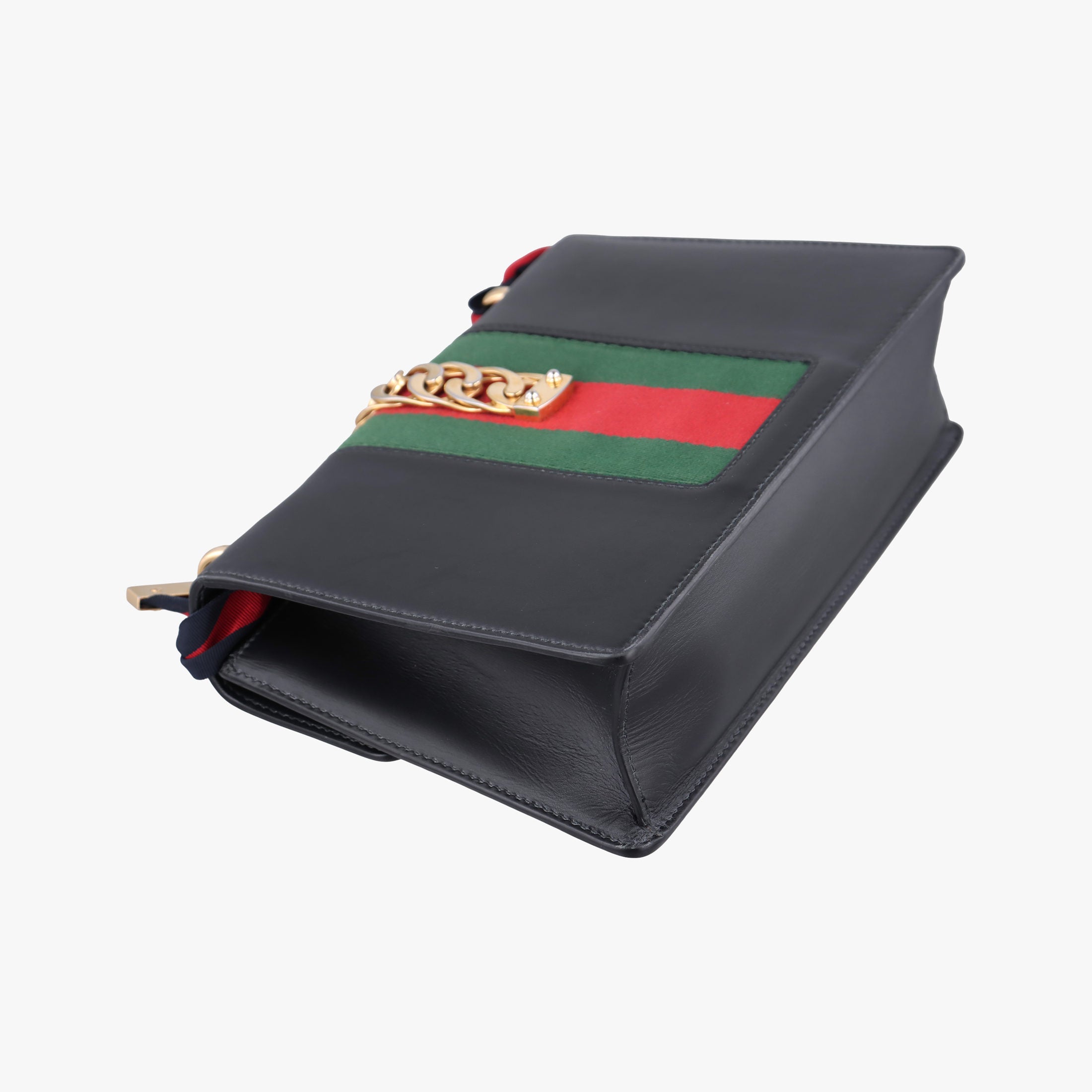 Pre-owned Gucci Sylvie Black×Green×Red Leather 421882 shoulderbag | stylenewstar