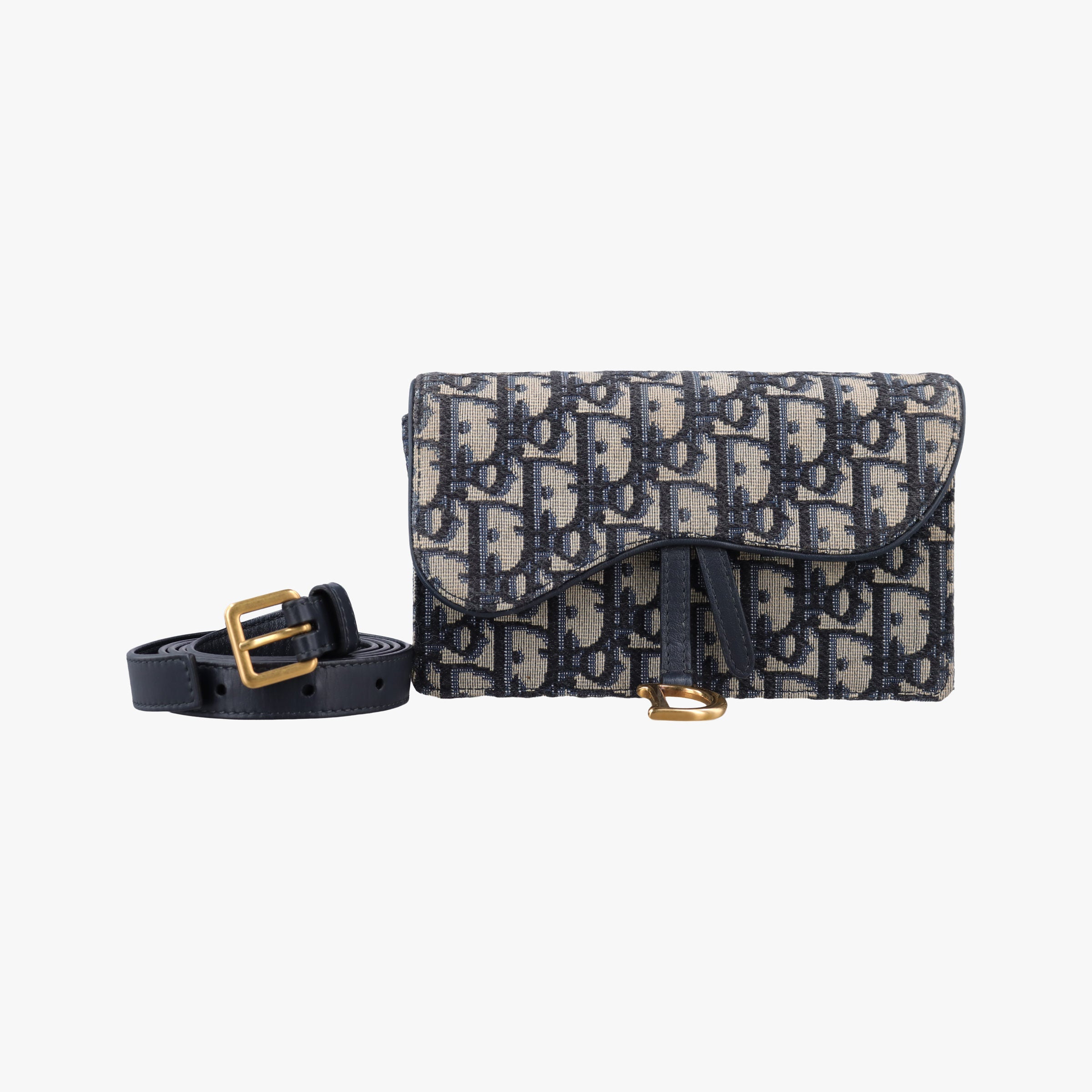 Vintage Christian Dior Saddle Navy jacquard×Leather  bum bag/waist bag | stylenewstar