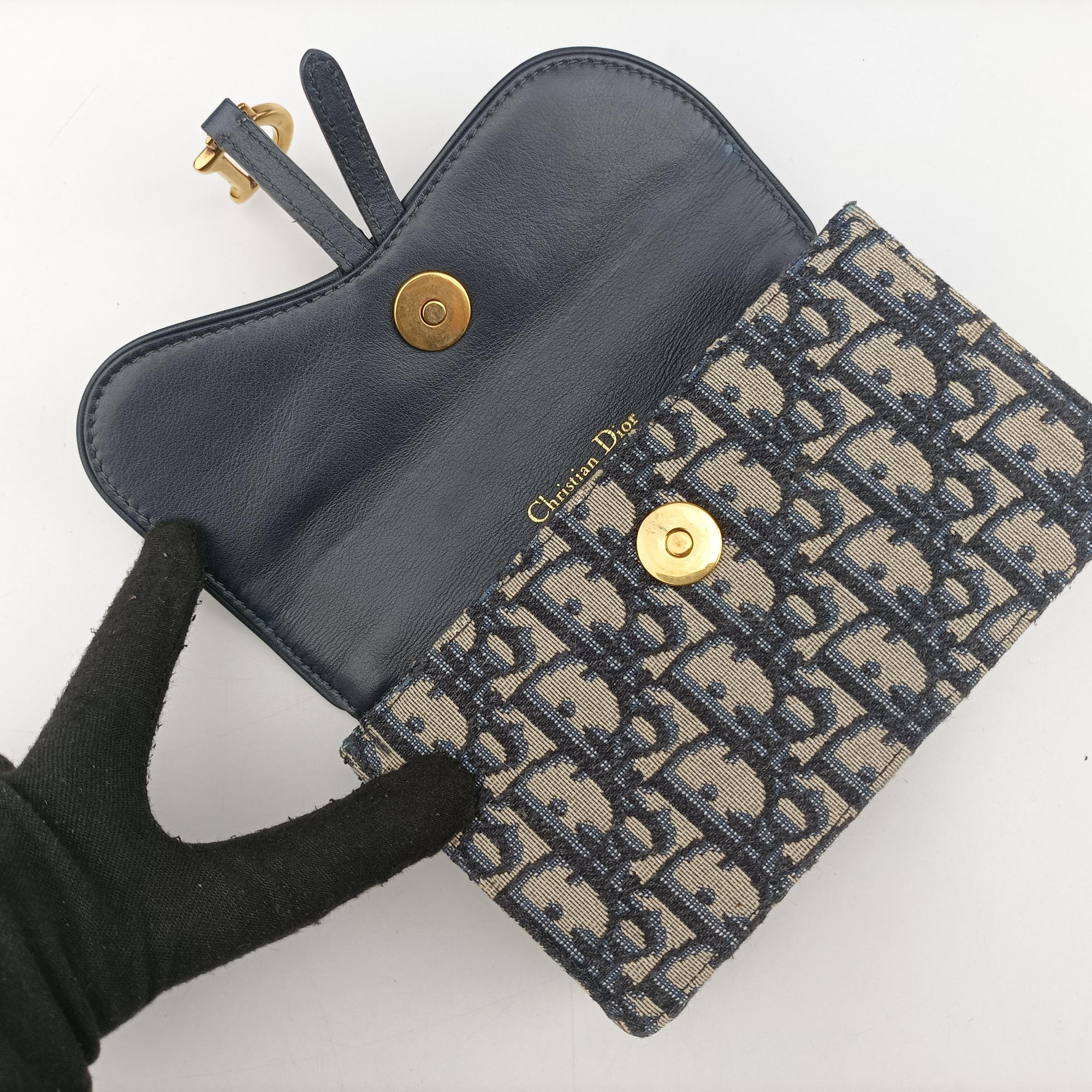 Vintage Christian Dior Saddle Navy jacquard×Leather  bum bag/waist bag | stylenewstar