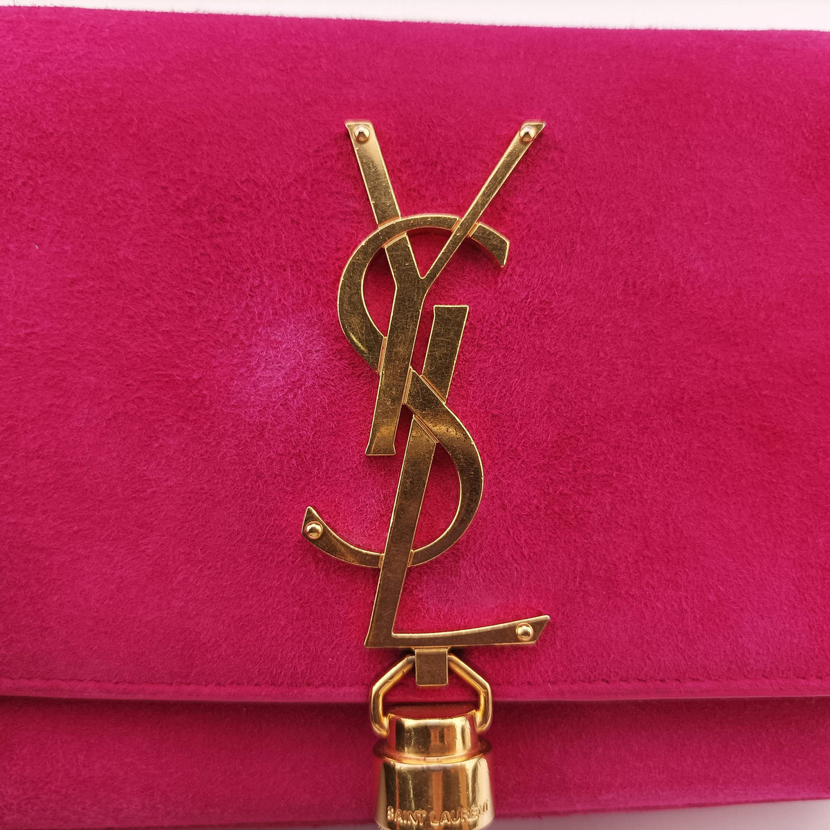 Pre-owned Yves Saint Laurent KATE Rose Suede 354120 shoulderbag | stylenewstar