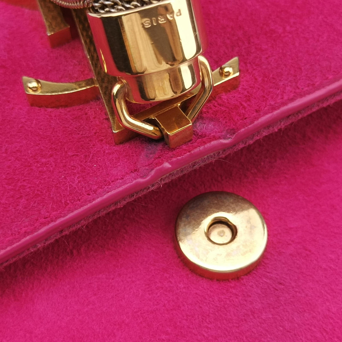 Pre-owned Yves Saint Laurent KATE Rose Suede 354120 shoulderbag | stylenewstar