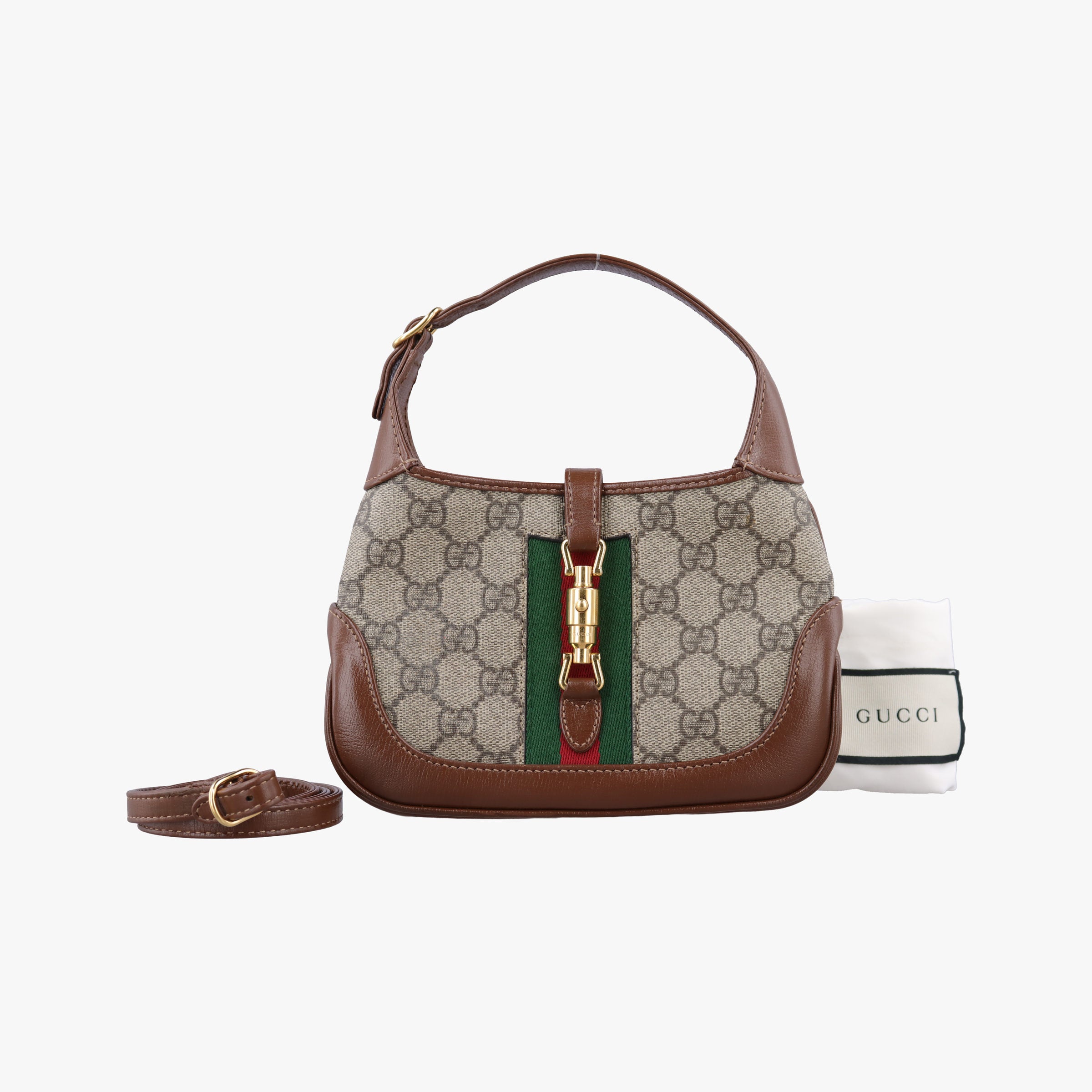Pre-owned Gucci Jackie 1961 GG Supreme Brown PVC coated canvas×Leather 637092 shoulderbag | stylenewstar