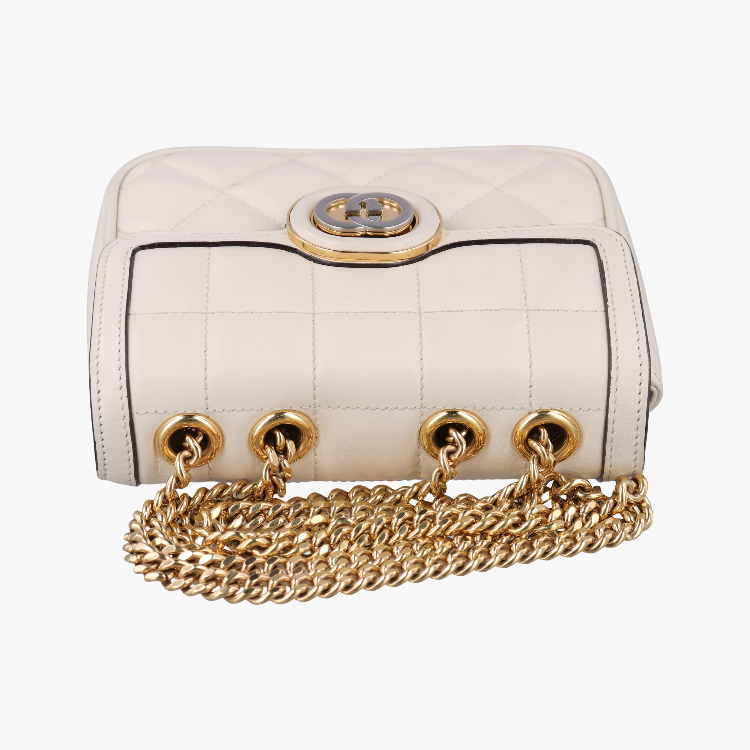 Pre-owned Gucci Mini Deco White Leather 741457 520981 shoulderbag | stylenewstar