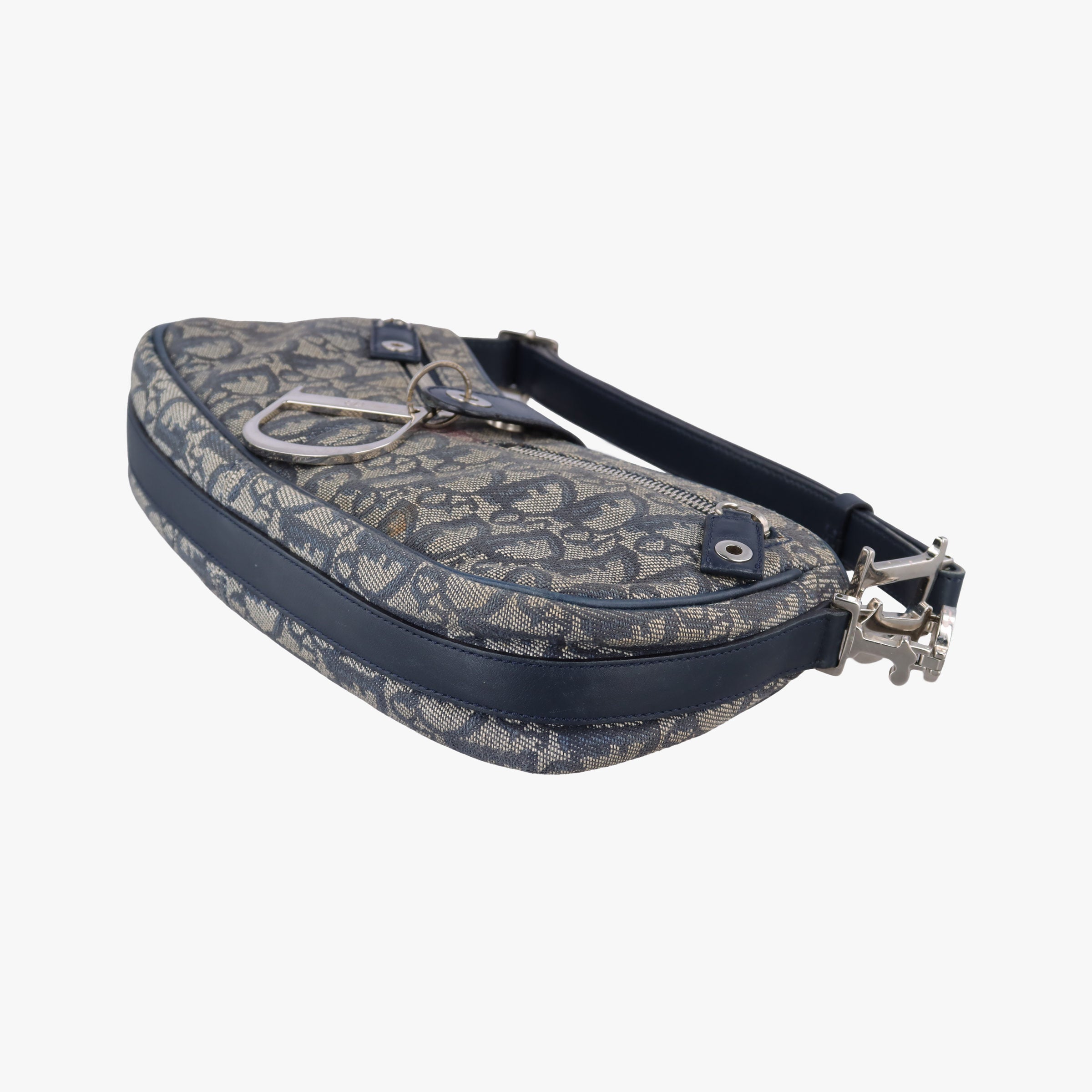 Pre-owned Christian Dior Trotter Navy Jacquard  shoulderbag | stylenewstar