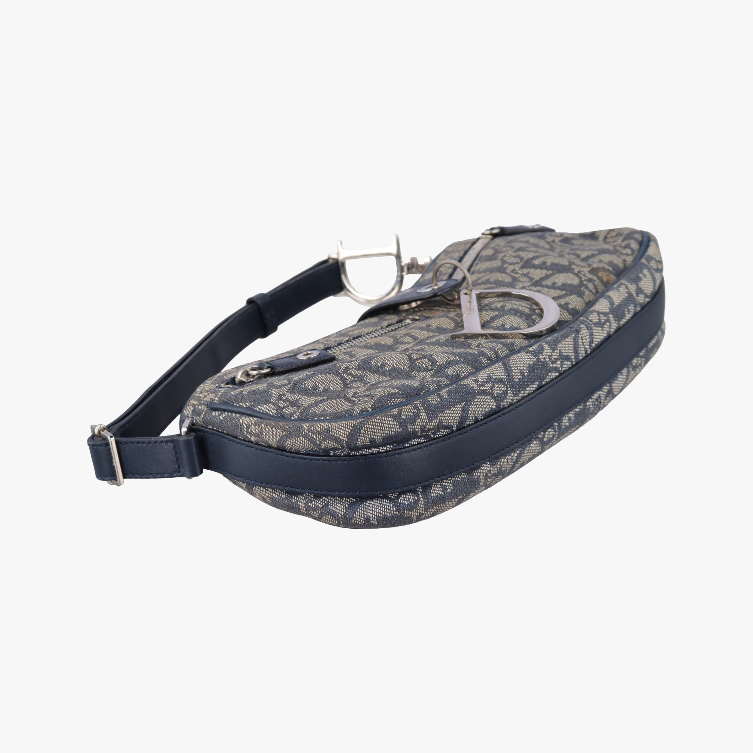 Pre-owned Christian Dior Trotter Navy Jacquard  shoulderbag | stylenewstar