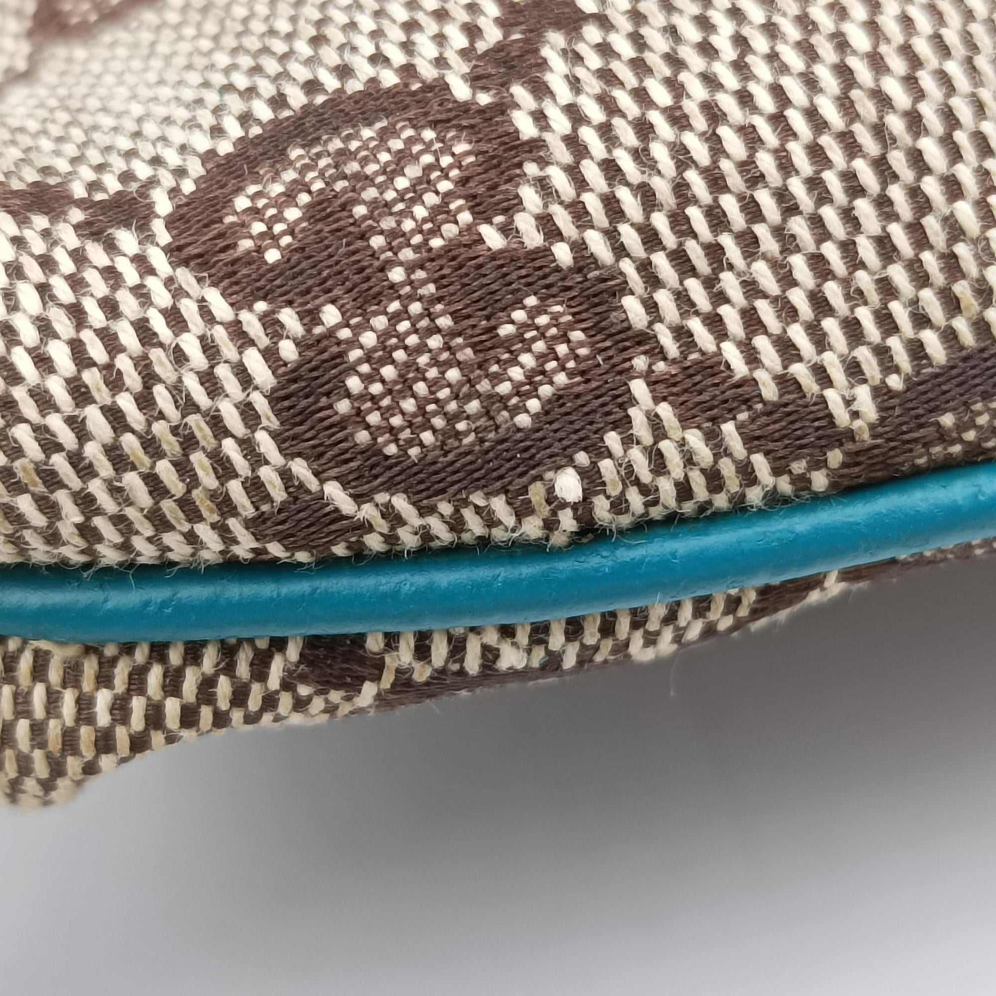 Pre-owned Gucci Jackie khaki×blue canvas×leather 141576 shoulderbag | stylenewstar