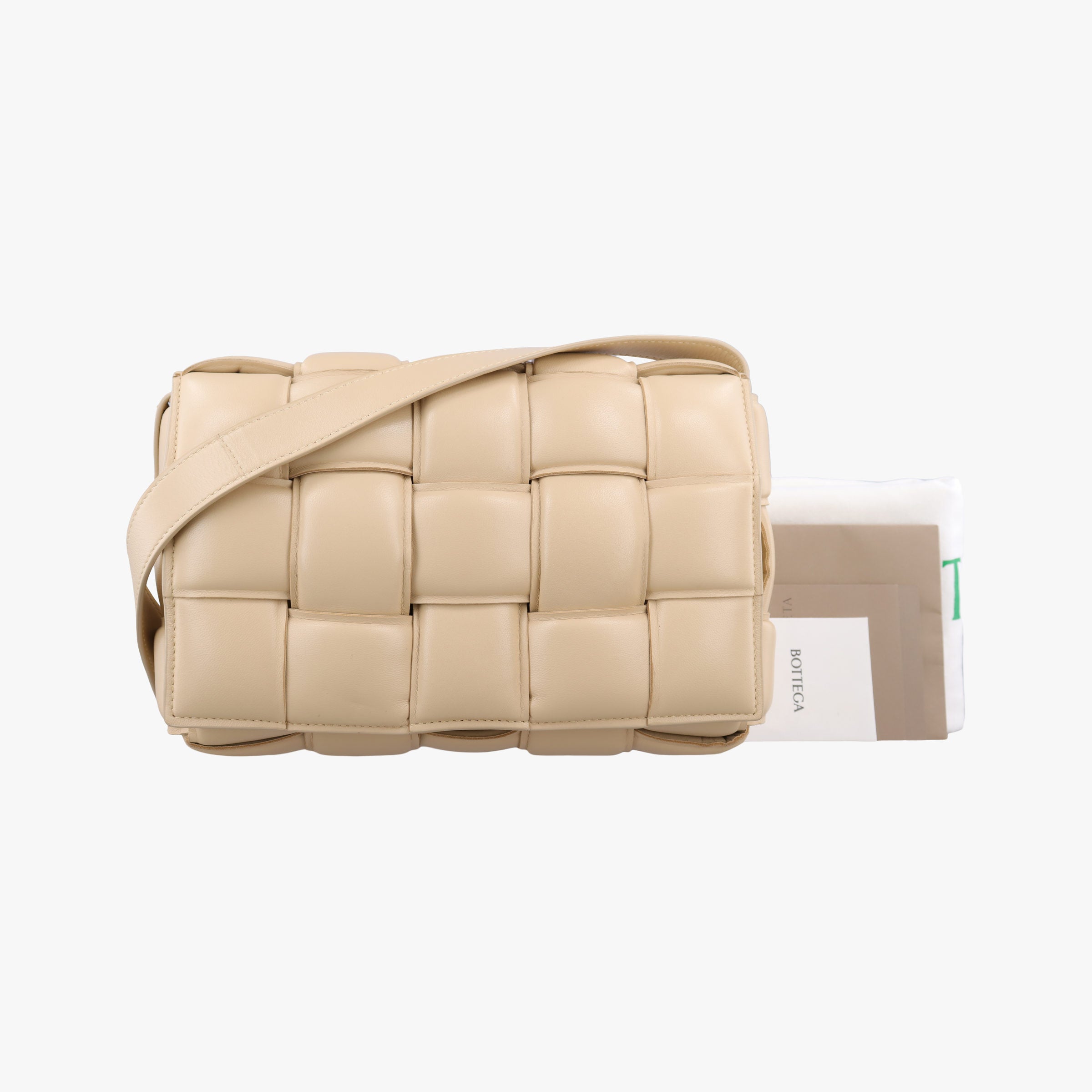 Vintage Bottega Veneta Padded CASSETTE Beige lambskin  shoulderbag | stylenewstar