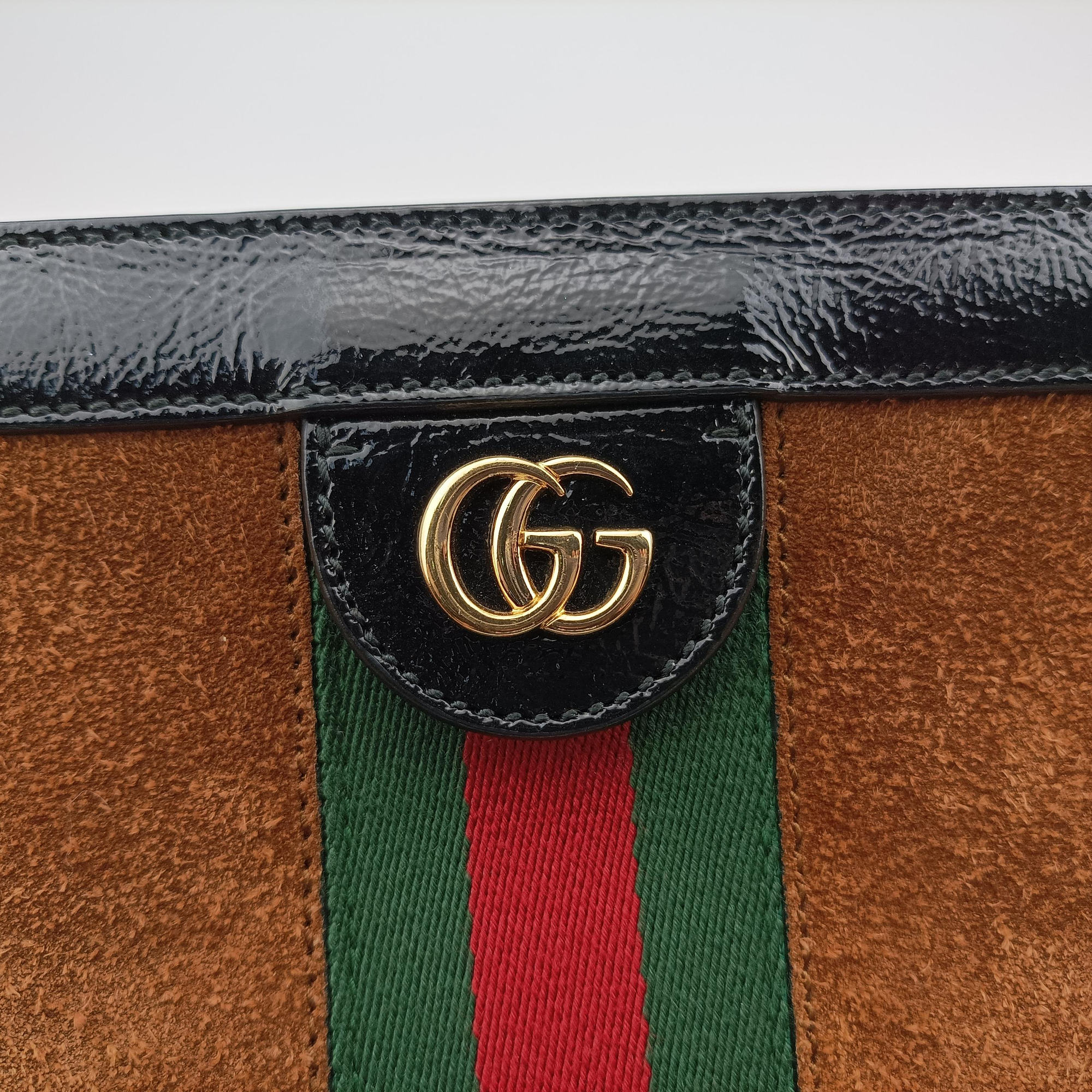 Pre-owned Gucci Ophidia Brown×black Suede×leather 503877 shoulderbag | stylenewstar