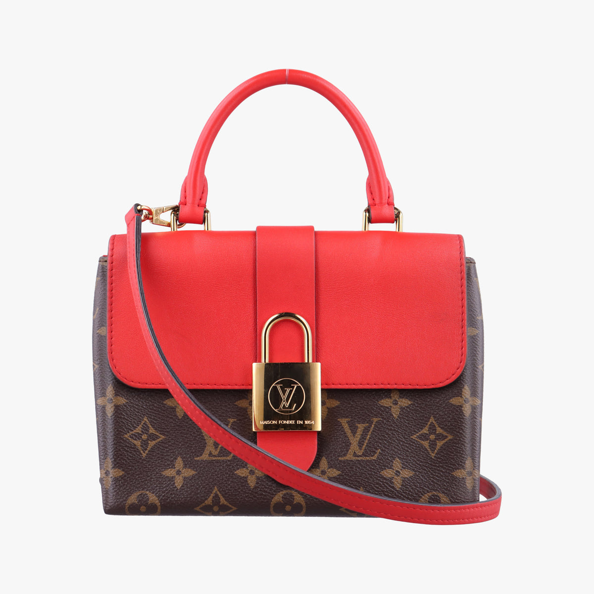 Pre-owned Louis Vuitton Locky BB Monogram/Brown×Coqulicot Monogram canvas×calf leather M44322 shoulderbag | stylenewstar